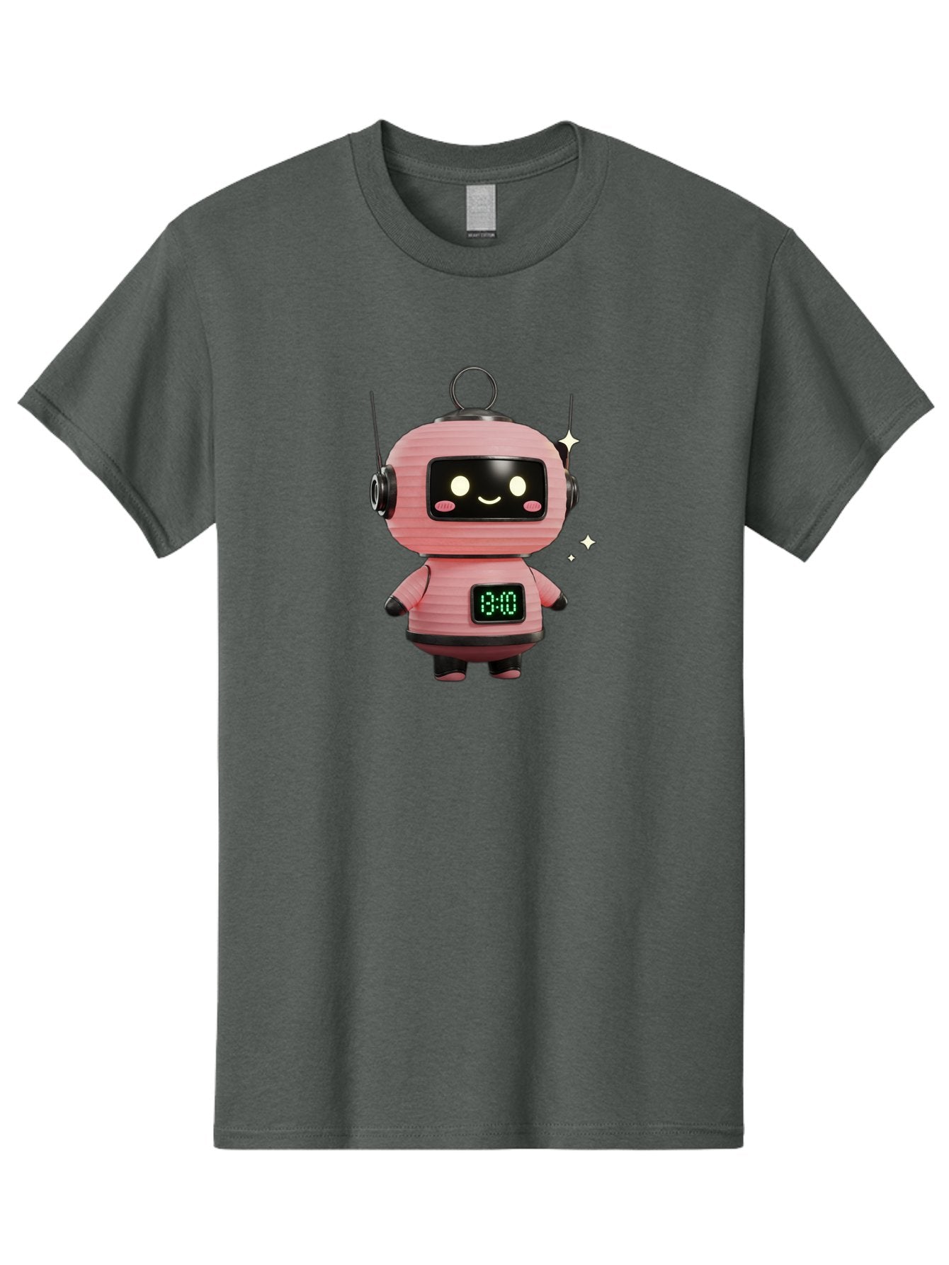 13-00-Robot Men'S Graphic Tee, 100% Cotton, Comfortable Casual Summer Wear, Machine Washable, Cartoon Robot With Clock, Digital Time Display, 13:00, Futuristic Design, Robot Character, Alarm Clock, Kawaii Style, Robot Technology, Bac572 3