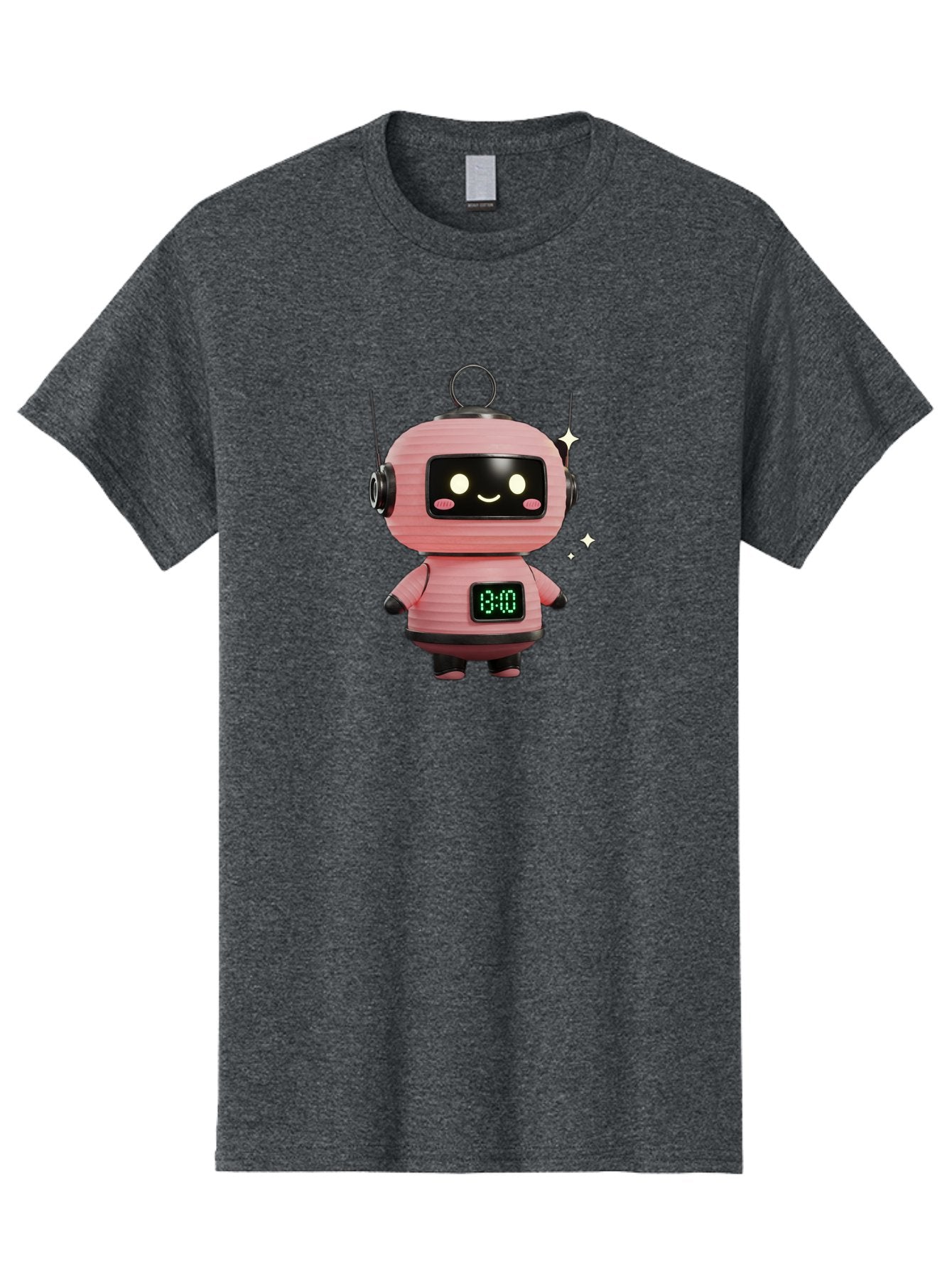 13-00-Robot Men'S Graphic Tee, 100% Cotton, Comfortable Casual Summer Wear, Machine Washable, Cartoon Robot With Clock, Digital Time Display, 13:00, Futuristic Design, Robot Character, Alarm Clock, Kawaii Style, Robot Technology, Bac572 11