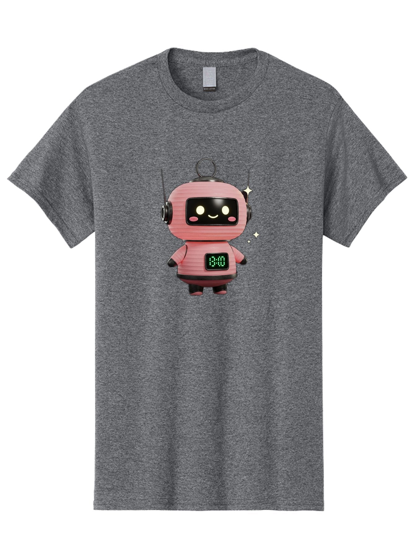 13-00-Robot Men'S Graphic Tee, 100% Cotton, Comfortable Casual Summer Wear, Machine Washable, Cartoon Robot With Clock, Digital Time Display, 13:00, Futuristic Design, Robot Character, Alarm Clock, Kawaii Style, Robot Technology, Bac572 9