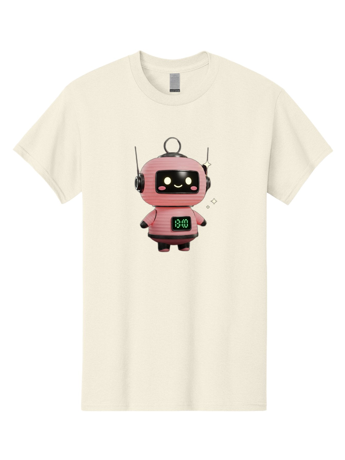13-00-Robot Men'S Graphic Tee, 100% Cotton, Comfortable Casual Summer Wear, Machine Washable, Cartoon Robot With Clock, Digital Time Display, 13:00, Futuristic Design, Robot Character, Alarm Clock, Kawaii Style, Robot Technology, Bac572 10