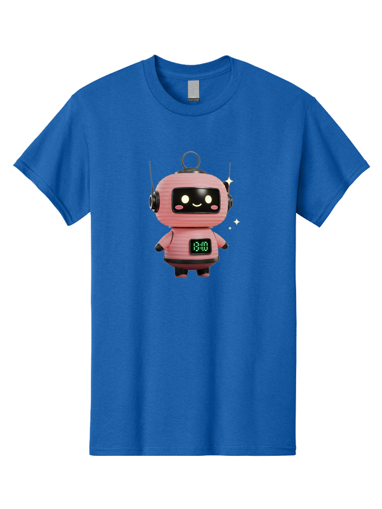 13-00-Robot Men'S Graphic Tee, 100% Cotton, Comfortable Casual Summer Wear, Machine Washable, Cartoon Robot With Clock, Digital Time Display, 13:00, Futuristic Design, Robot Character, Alarm Clock, Kawaii Style, Robot Technology, Bac572