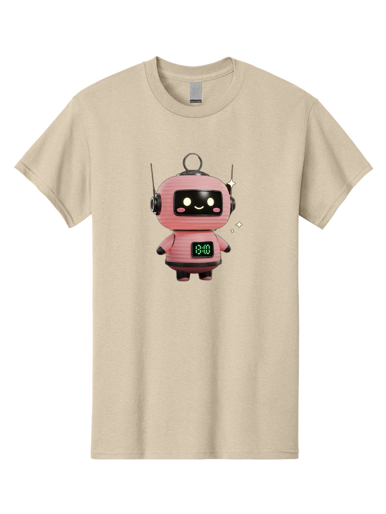 13-00-Robot Men'S Graphic Tee, 100% Cotton, Comfortable Casual Summer Wear, Machine Washable, Cartoon Robot With Clock, Digital Time Display, 13:00, Futuristic Design, Robot Character, Alarm Clock, Kawaii Style, Robot Technology, Bac572 7