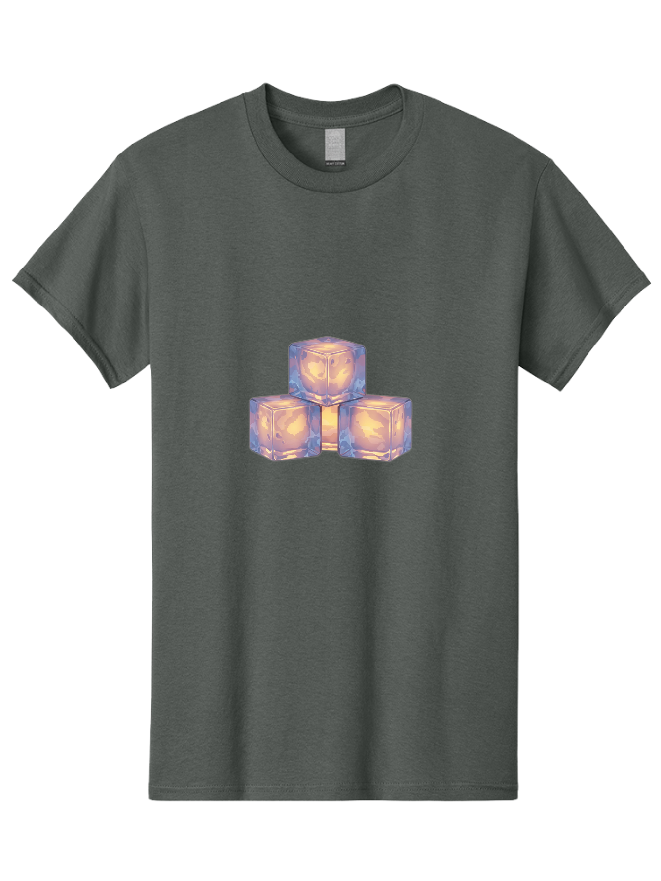 3-Ice-Cubes Men'S Graphic Tee, 100% Cotton, Comfortable Casual Summer Wear, Machine Washable, Ice Cubes, Crystal Clear Ice, Refreshing Drink, Cold Beverage, Melting Ice, Cube Shape, Transparent Ice, Frozen Water, Glassy Texture, Icy Appearance Bac573