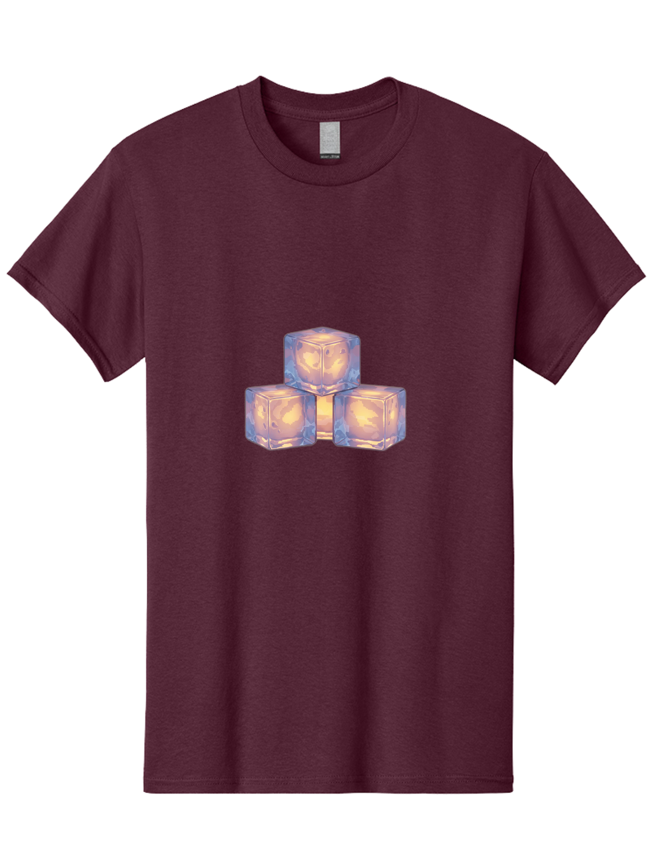 3-Ice-Cubes Men'S Graphic Tee, 100% Cotton, Comfortable Casual Summer Wear, Machine Washable, Ice Cubes, Crystal Clear Ice, Refreshing Drink, Cold Beverage, Melting Ice, Cube Shape, Transparent Ice, Frozen Water, Glassy Texture, Icy Appearance Bac573