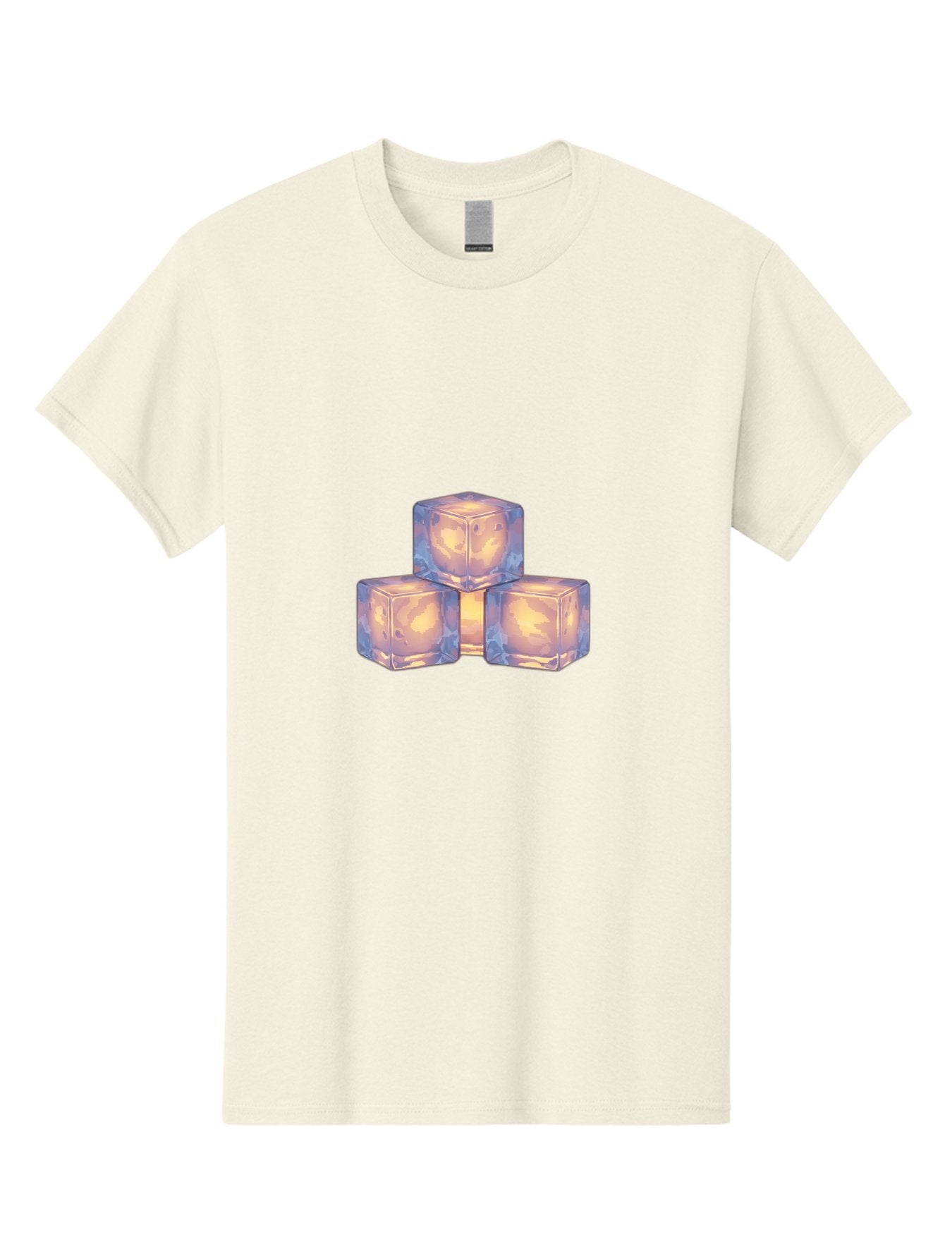3-Ice-Cubes Men'S Graphic Tee, 100% Cotton, Comfortable Casual Summer Wear, Machine Washable, Ice Cubes, Crystal Clear Ice, Refreshing Drink, Cold Beverage, Melting Ice, Cube Shape, Transparent Ice, Frozen Water, Glassy Texture, Icy Appearance Bac573 10