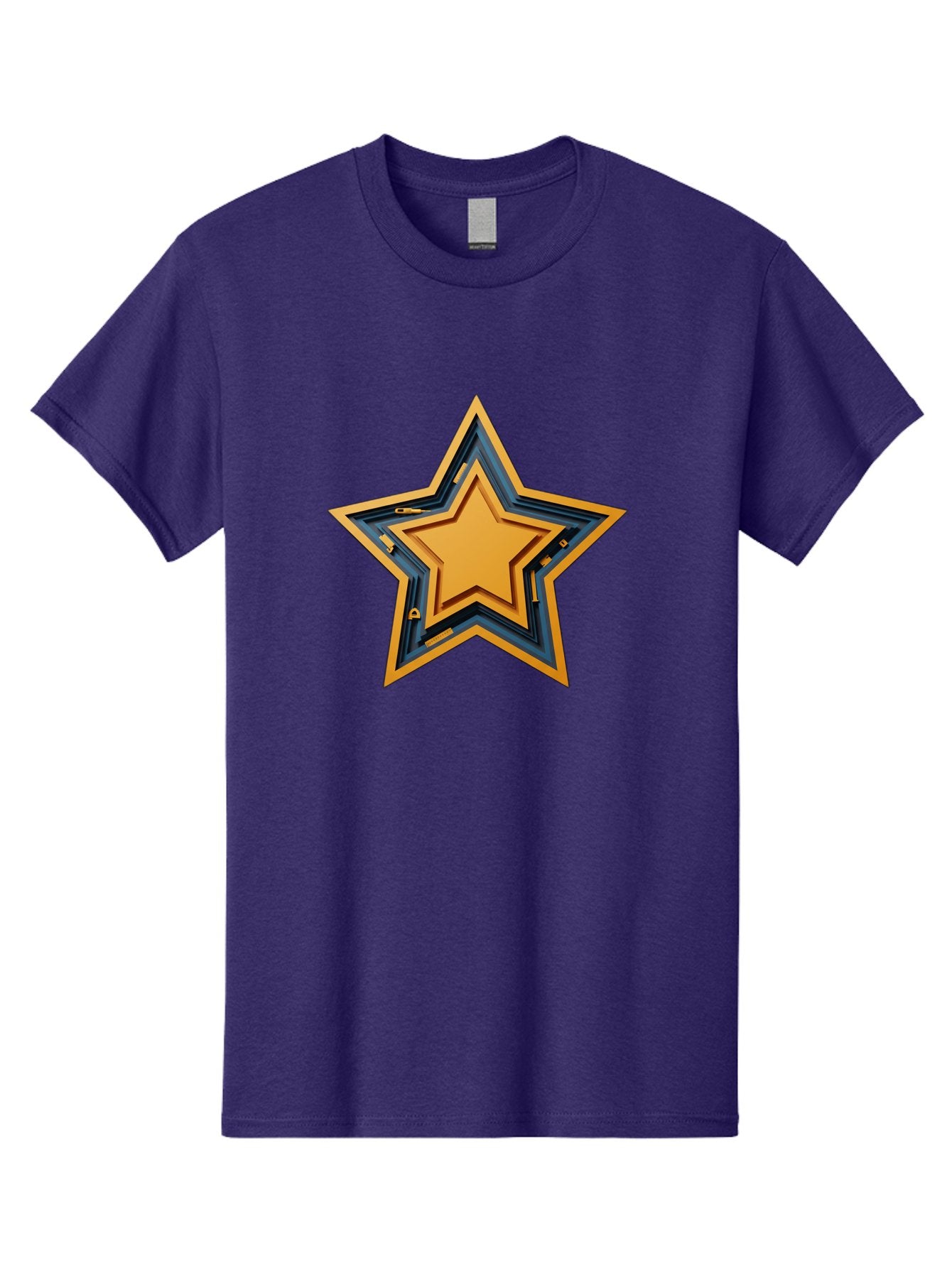 3D-Star Men'S Graphic Tee, 100% Cotton, Comfortable Casual Summer Wear, Machine Washable, Golden Star, Star Symbol, Layered Star, 3D Effect, Golden Color, Blue Outline, Star Icon, Emblem Design, Logo Graphic, Graphic Element Bac576 15