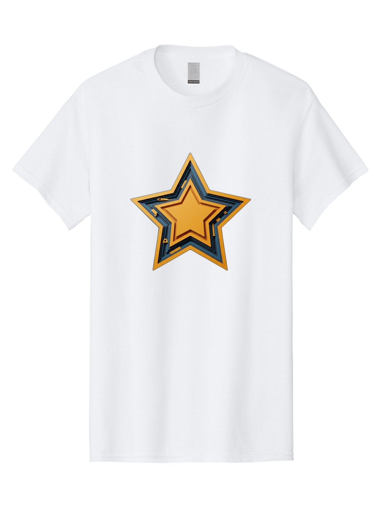 3D-Star Men'S Graphic Tee, 100% Cotton, Comfortable Casual Summer Wear, Machine Washable, Golden Star, Star Symbol, Layered Star, 3D Effect, Golden Color, Blue Outline, Star Icon, Emblem Design, Logo Graphic, Graphic Element Bac576 12