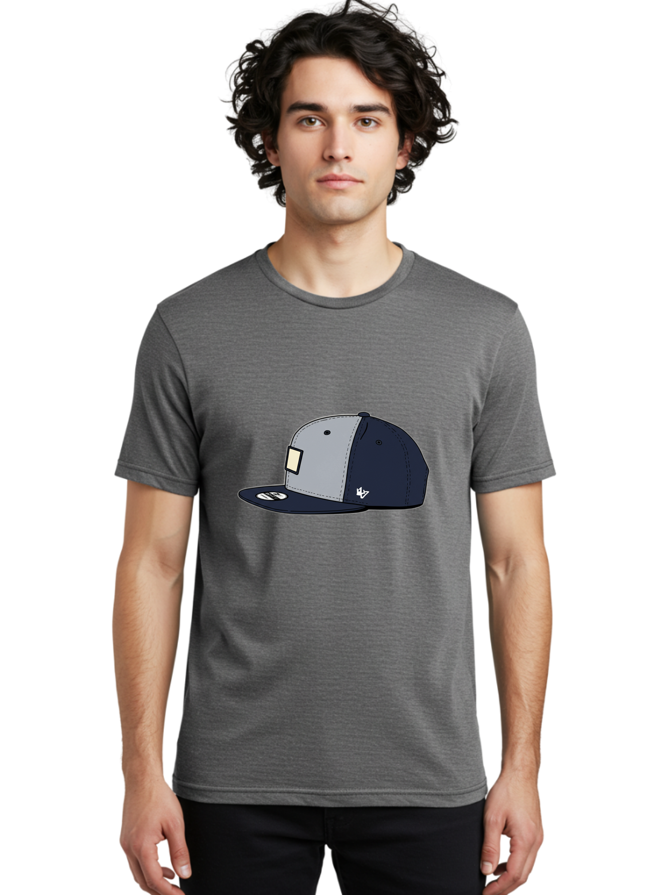 47-Snapback-Hat Men'S Graphic Tee, 100% Cotton, Comfortable Casual Summer Wear, Machine Washable, Baseball Cap, Snapback Hat, 47 Brand Clothing, Streetwear Fashion, Casual Style, Navy Blue Cap, Grey And Navy Color Combination, White Logo, Bac577 26