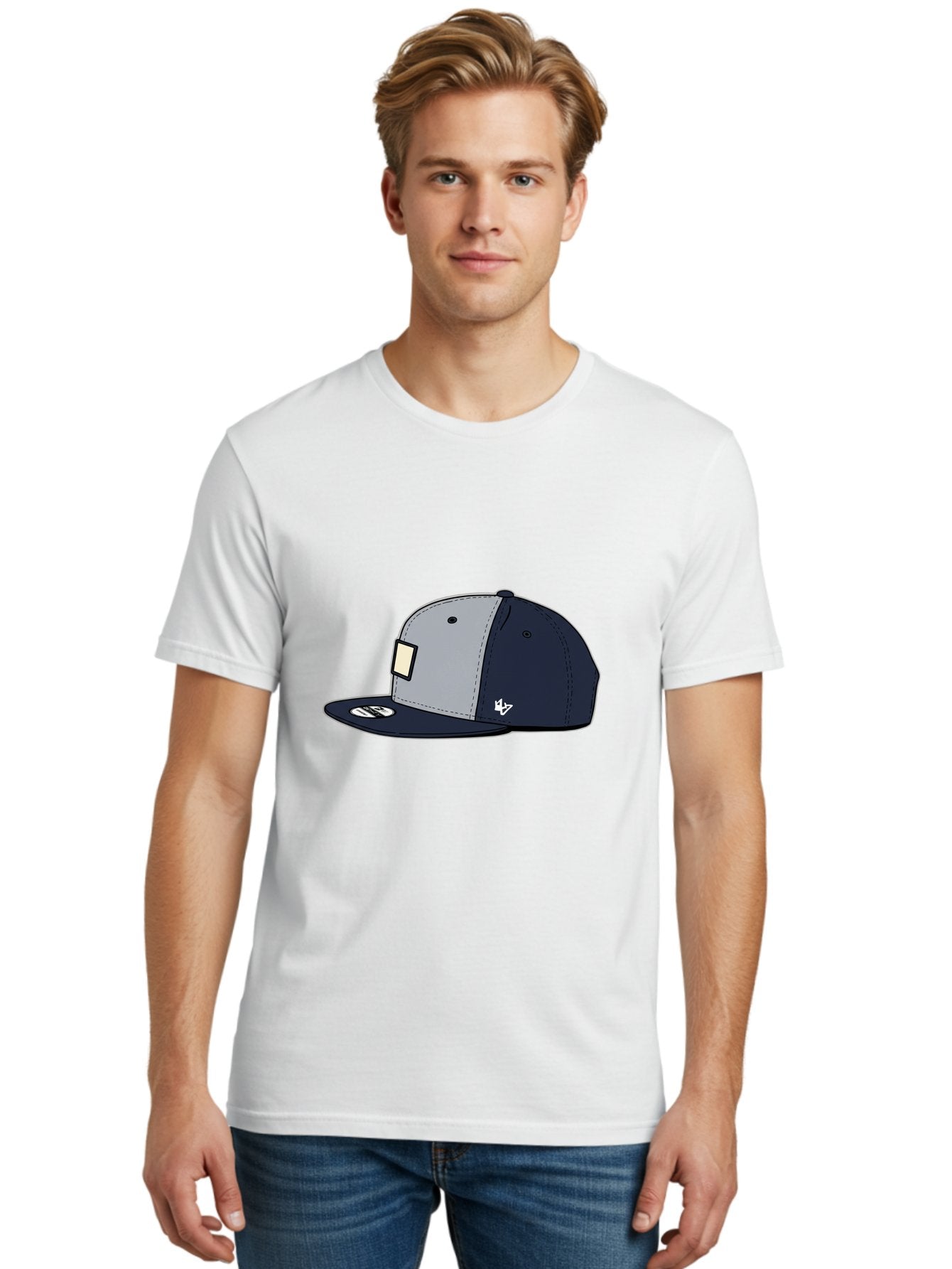 47-Snapback-Hat Men'S Graphic Tee, 100% Cotton, Comfortable Casual Summer Wear, Machine Washable, Baseball Cap, Snapback Hat, 47 Brand Clothing, Streetwear Fashion, Casual Style, Navy Blue Cap, Grey And Navy Color Combination, White Logo, Bac577 30