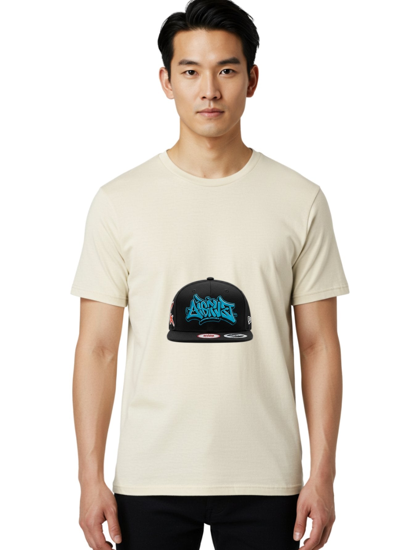 A-Ap-Rocky Men'S Graphic Tee, 100% Cotton, Comfortable Casual Summer Wear, Machine Washable, Black Baseball Cap, A$Ap Rocky Logo, Blue Graffiti Design, Streetwear Fashion, Hip Hop Style, Casual Wear, Trendy Accessories, Snapback Hat Bac579 29