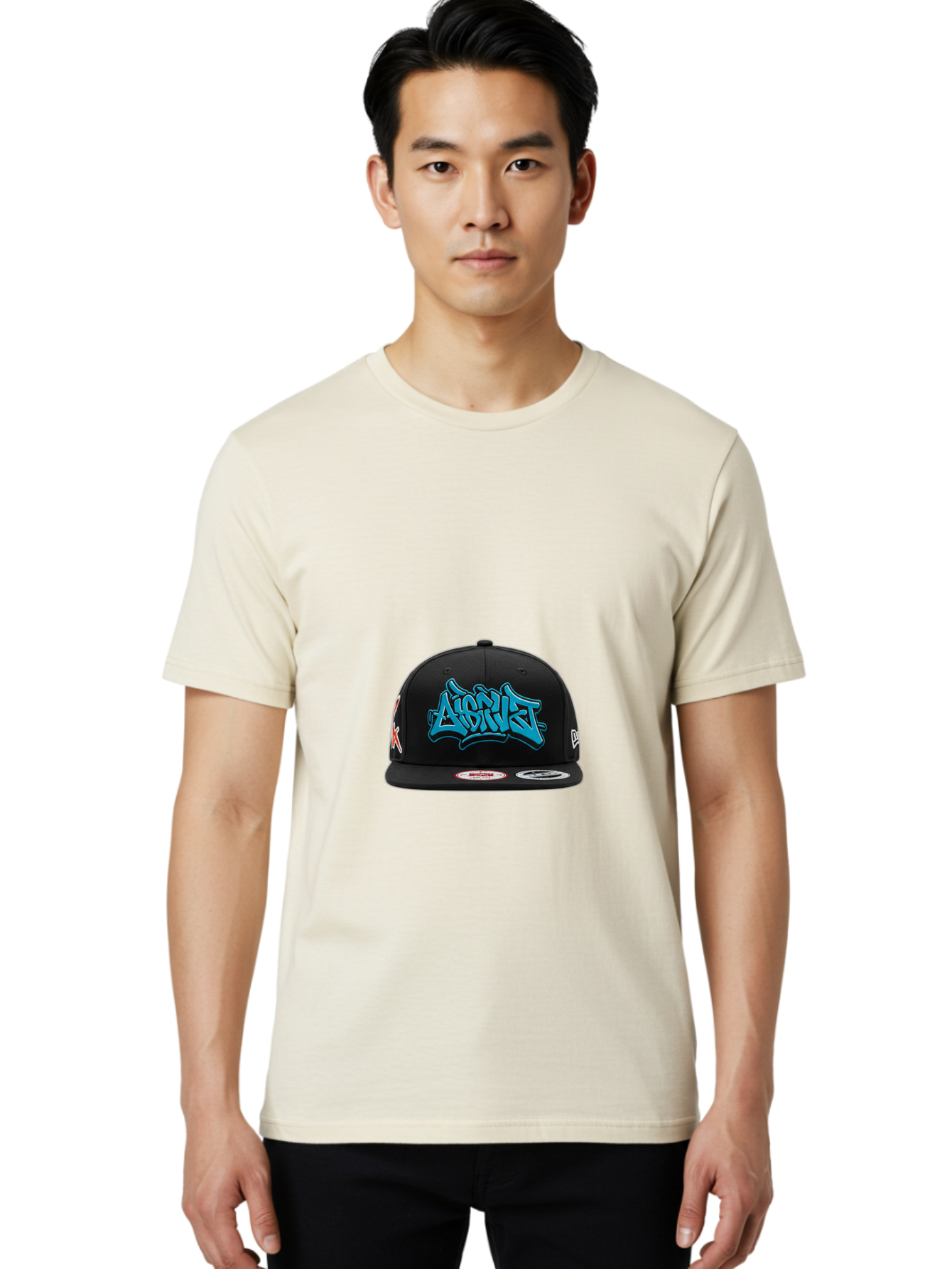 A-Ap-Rocky Men'S Graphic Tee, 100% Cotton, Comfortable Casual Summer Wear, Machine Washable, Black Baseball Cap, A$Ap Rocky Logo, Blue Graffiti Design, Streetwear Fashion, Hip Hop Style, Casual Wear, Trendy Accessories, Snapback Hat Bac579 17