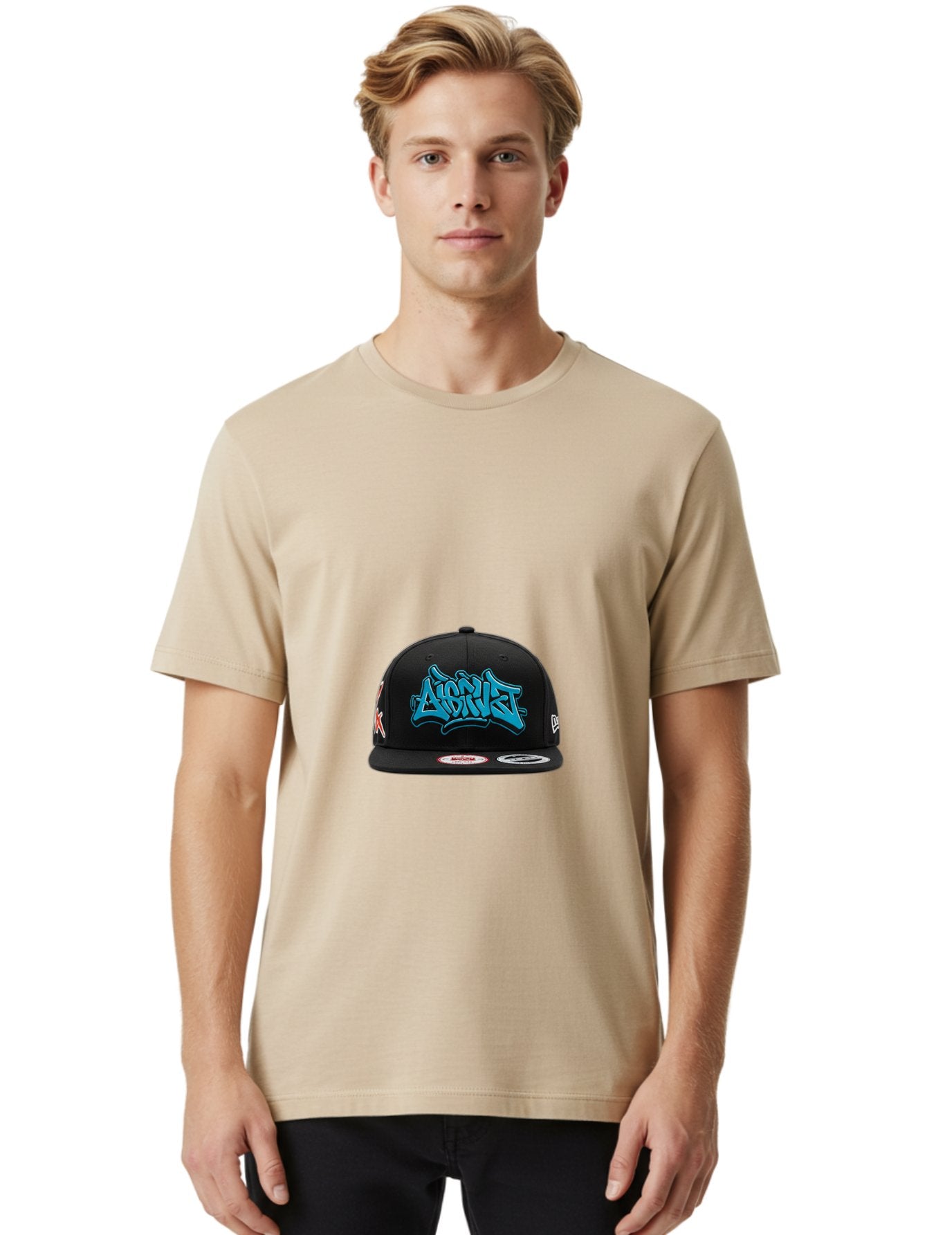 A-Ap-Rocky Men'S Graphic Tee, 100% Cotton, Comfortable Casual Summer Wear, Machine Washable, Black Baseball Cap, A$Ap Rocky Logo, Blue Graffiti Design, Streetwear Fashion, Hip Hop Style, Casual Wear, Trendy Accessories, Snapback Hat Bac579 22