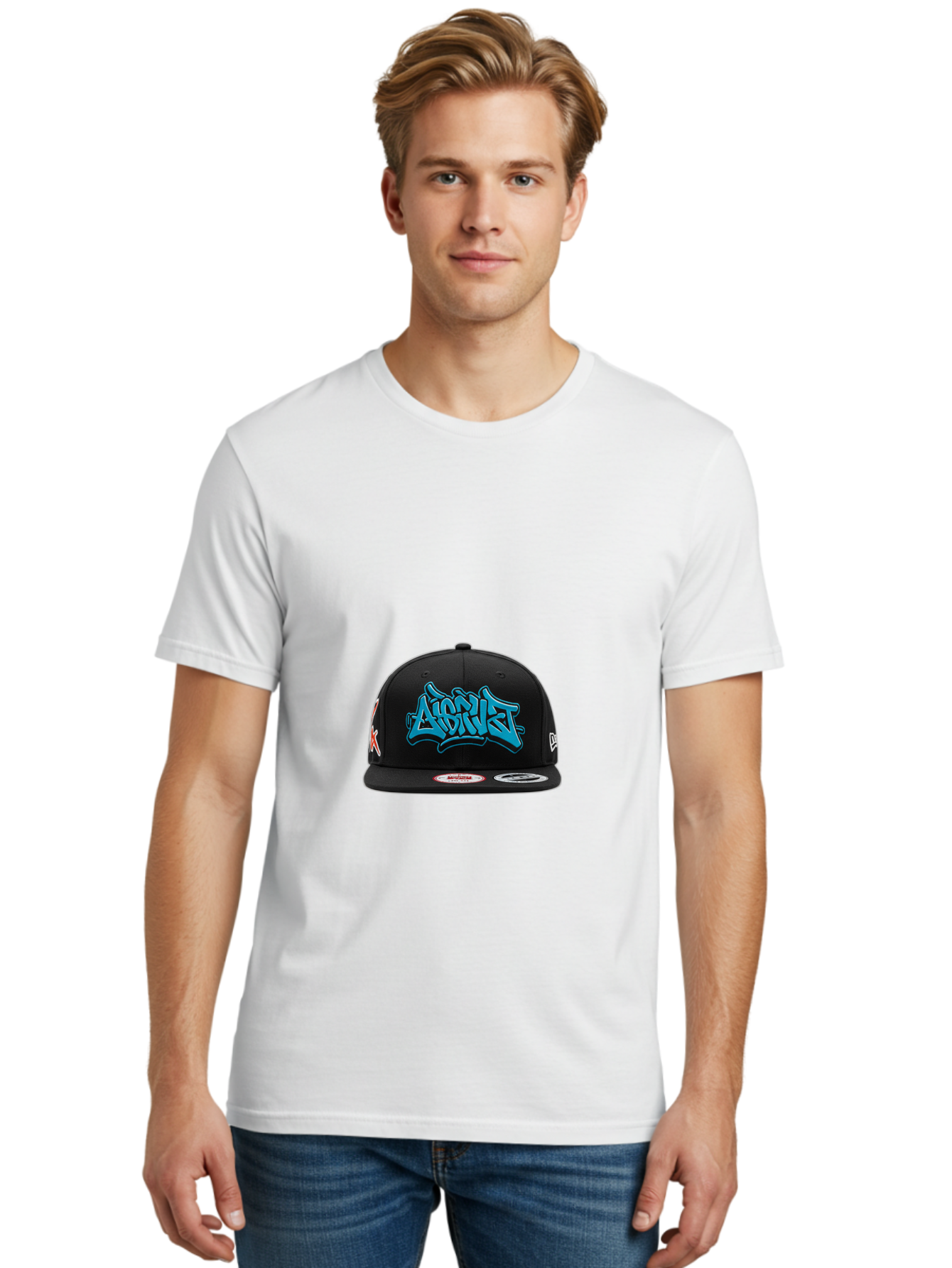 A-Ap-Rocky Men'S Graphic Tee, 100% Cotton, Comfortable Casual Summer Wear, Machine Washable, Black Baseball Cap, A$Ap Rocky Logo, Blue Graffiti Design, Streetwear Fashion, Hip Hop Style, Casual Wear, Trendy Accessories, Snapback Hat Bac579 20