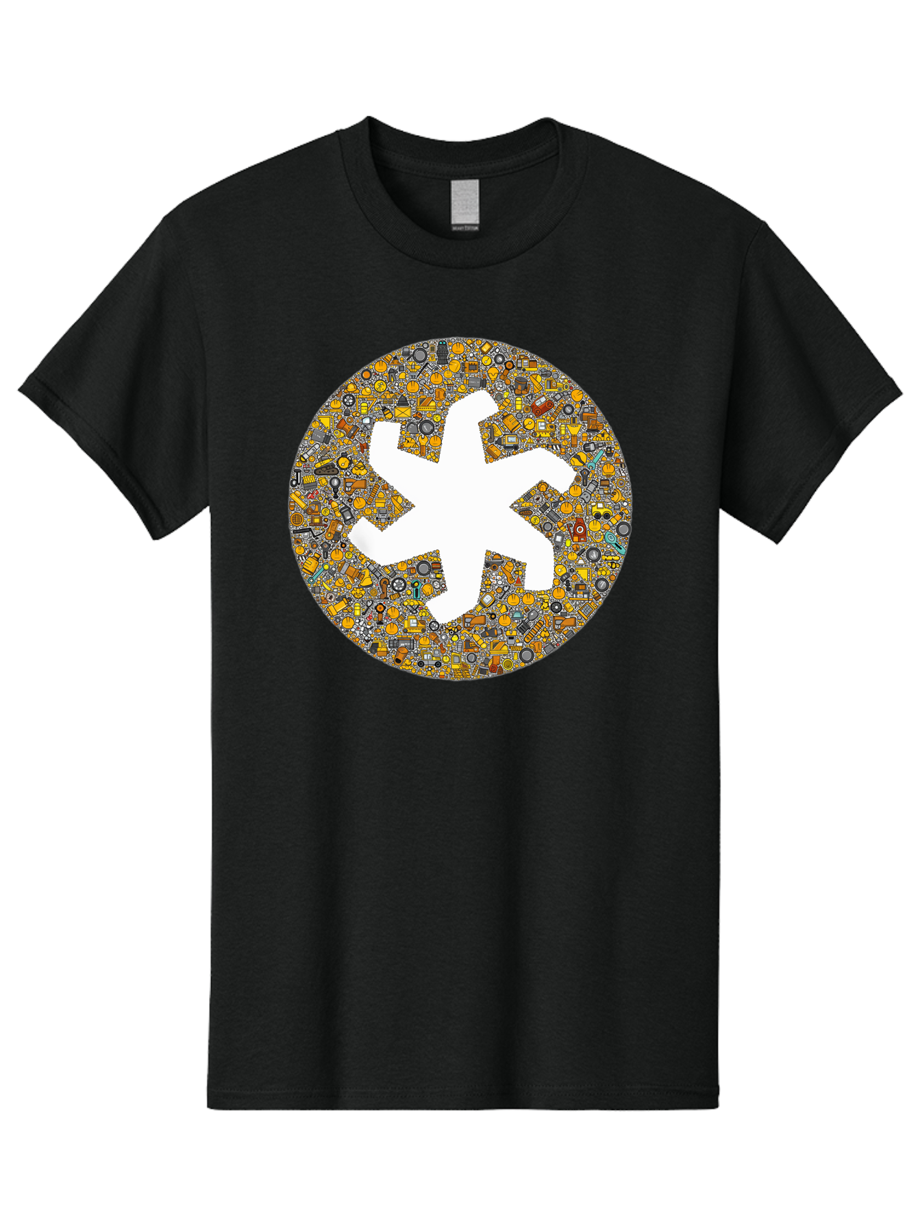 Airplane-Silhouette-Mosaic Men'S Graphic Tee, 100% Cotton, Comfortable Casual Summer Wear, Machine Washable, Airplane Silhouette, Yellow And Gray Mosaic, Machinery Parts, Industrial Theme, Creative Design, Travel Concept, Abstract Art, Bac581 13