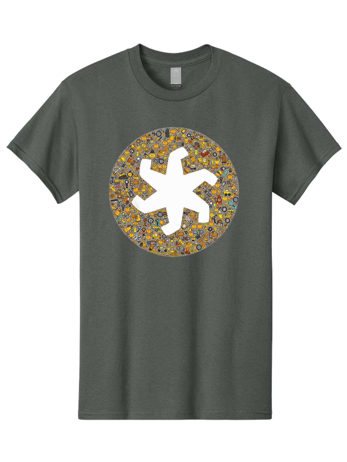 Airplane-Silhouette-Mosaic Men'S Graphic Tee, 100% Cotton, Comfortable Casual Summer Wear, Machine Washable, Airplane Silhouette, Yellow And Gray Mosaic, Machinery Parts, Industrial Theme, Creative Design, Travel Concept, Abstract Art, Bac581 9