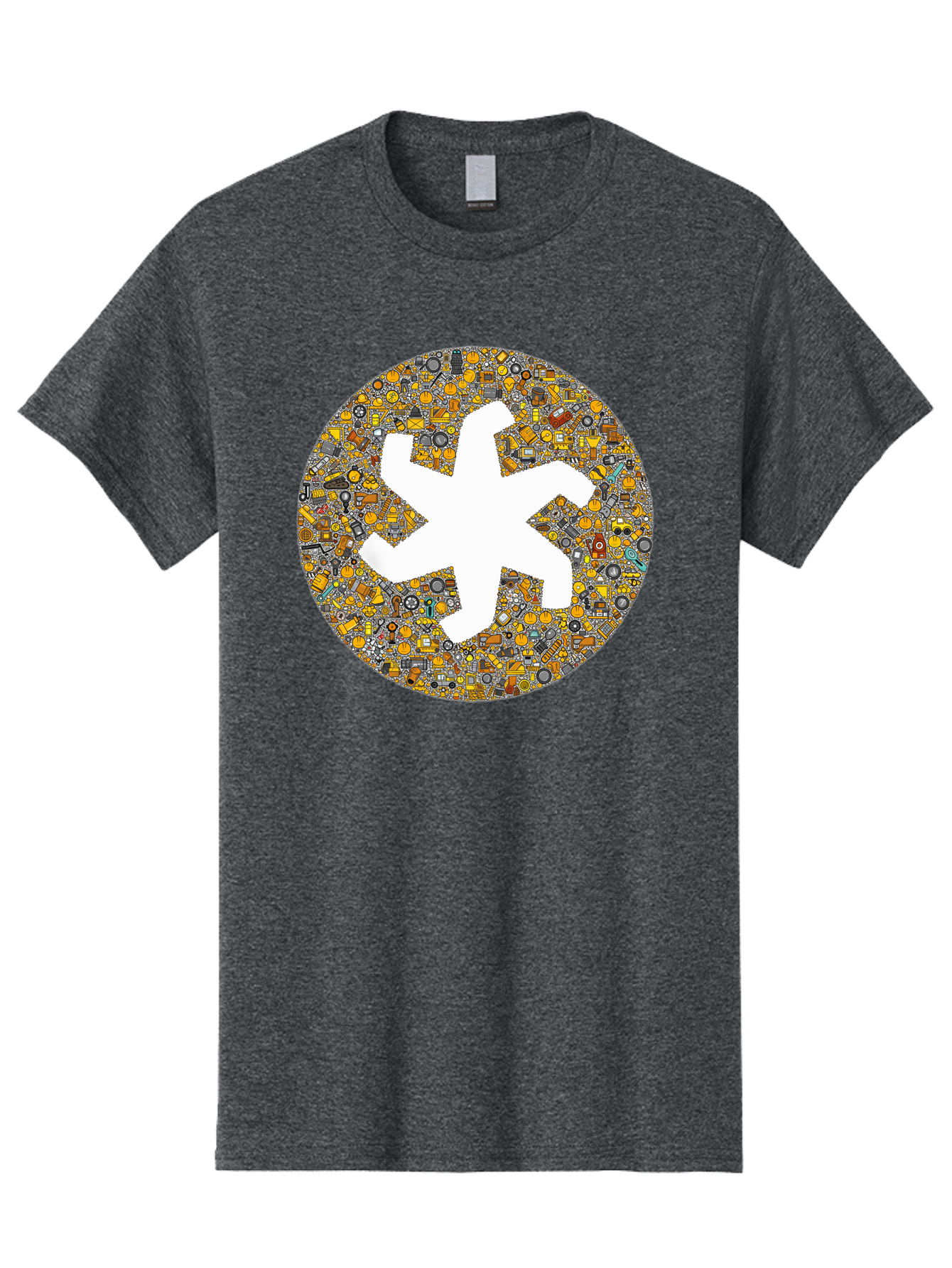Airplane-Silhouette-Mosaic Men'S Graphic Tee, 100% Cotton, Comfortable Casual Summer Wear, Machine Washable, Airplane Silhouette, Yellow And Gray Mosaic, Machinery Parts, Industrial Theme, Creative Design, Travel Concept, Abstract Art, Bac581 7