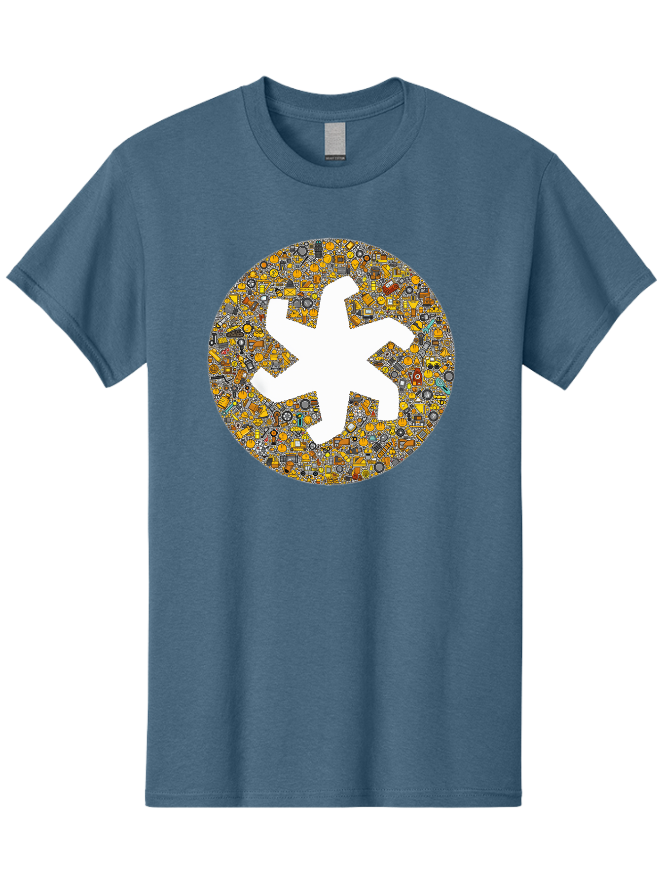 Airplane-Silhouette-Mosaic Men'S Graphic Tee, 100% Cotton, Comfortable Casual Summer Wear, Machine Washable, Airplane Silhouette, Yellow And Gray Mosaic, Machinery Parts, Industrial Theme, Creative Design, Travel Concept, Abstract Art, Bac581 3