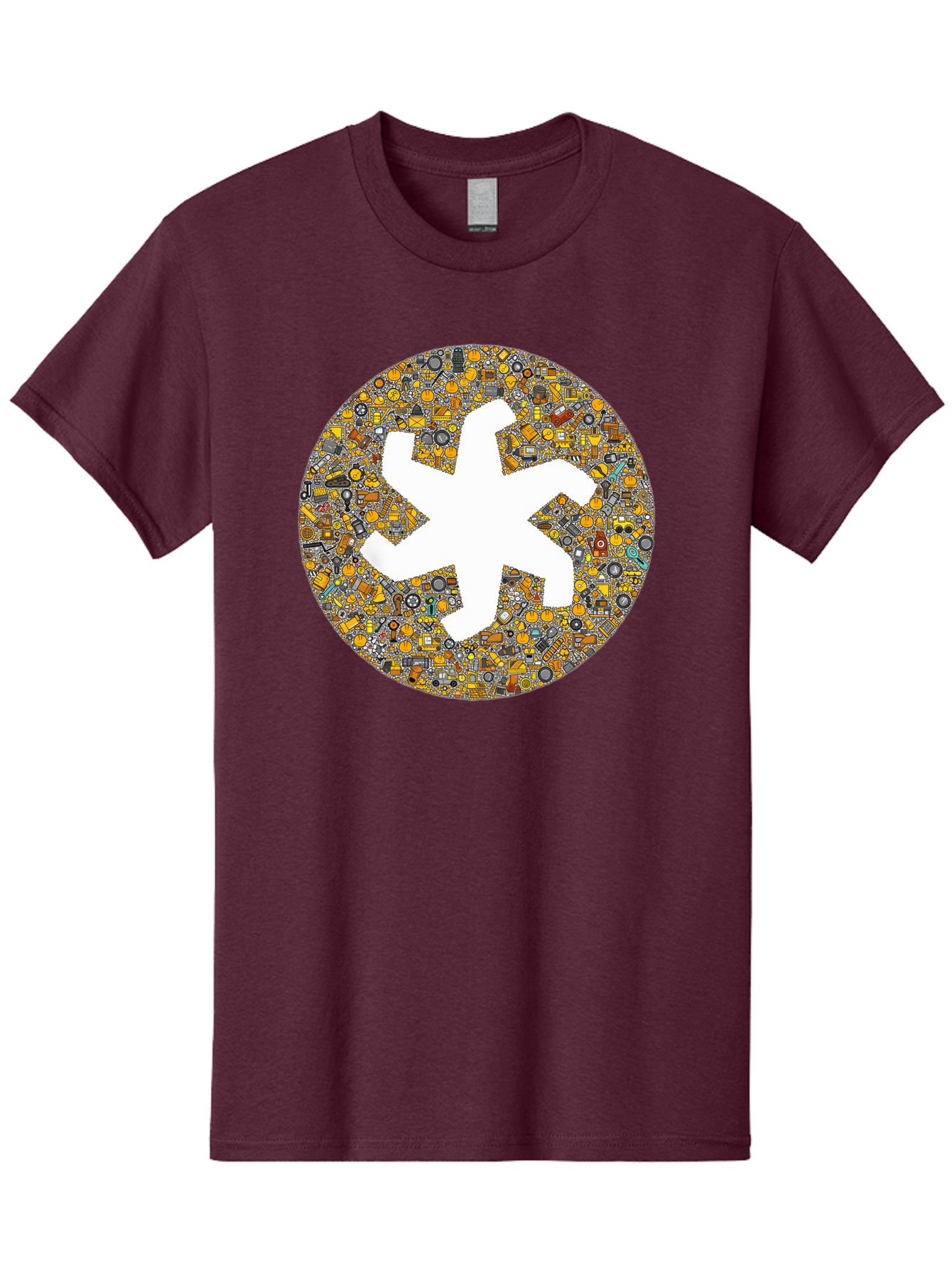 Airplane-Silhouette-Mosaic Men'S Graphic Tee, 100% Cotton, Comfortable Casual Summer Wear, Machine Washable, Airplane Silhouette, Yellow And Gray Mosaic, Machinery Parts, Industrial Theme, Creative Design, Travel Concept, Abstract Art, Bac581 10