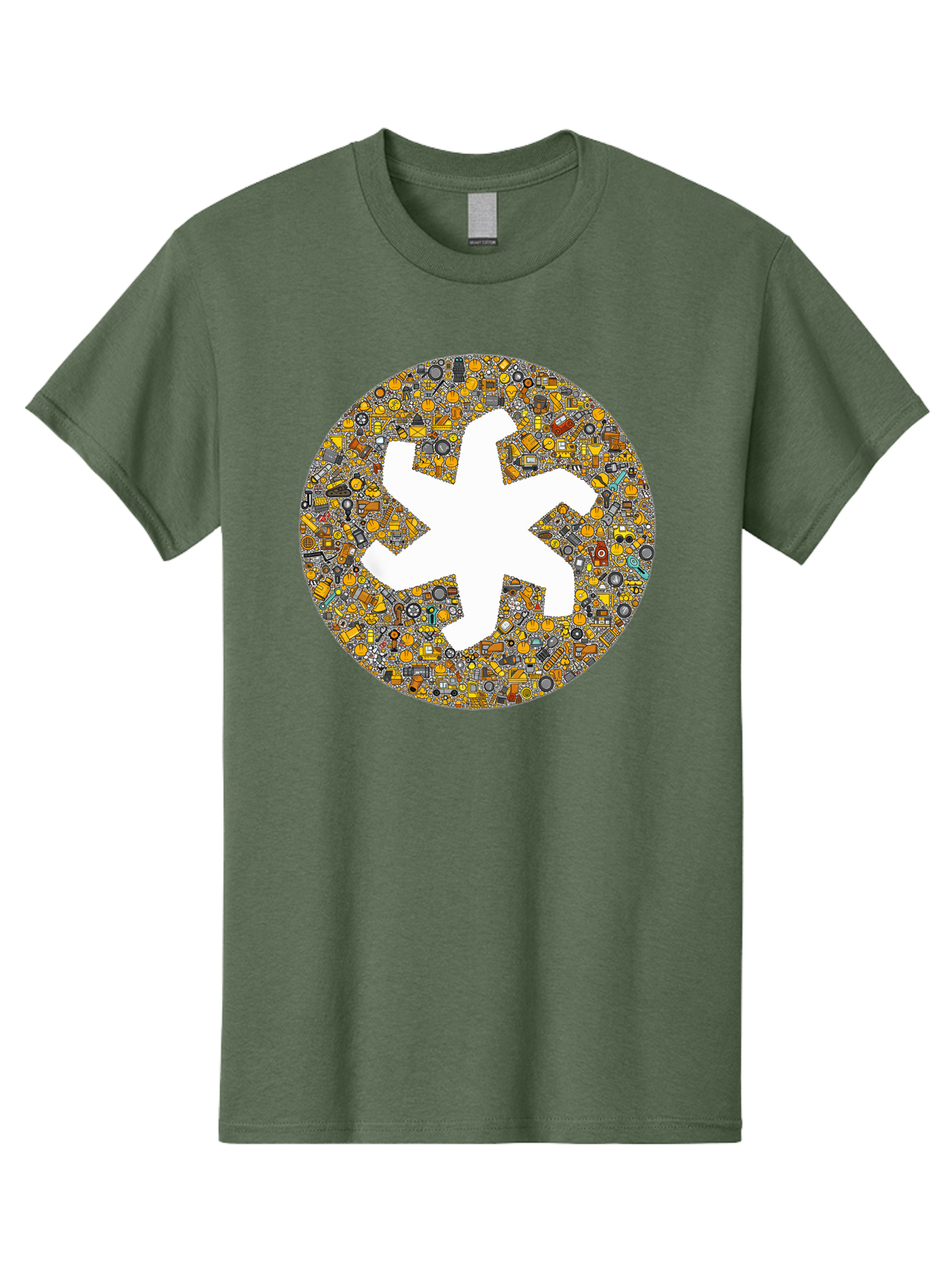 Airplane-Silhouette-Mosaic Men'S Graphic Tee, 100% Cotton, Comfortable Casual Summer Wear, Machine Washable, Airplane Silhouette, Yellow And Gray Mosaic, Machinery Parts, Industrial Theme, Creative Design, Travel Concept, Abstract Art, Bac581