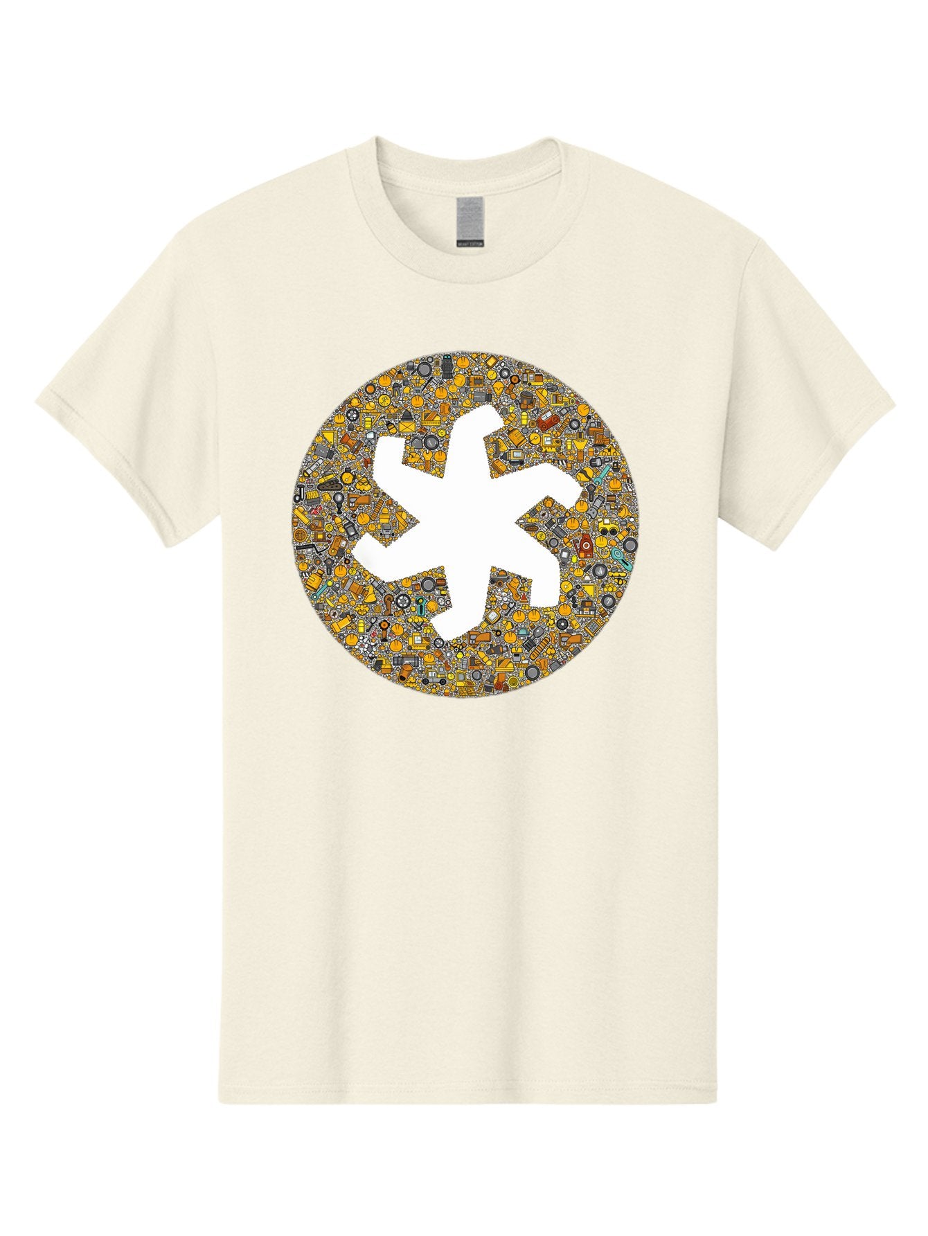 Airplane-Silhouette-Mosaic Men'S Graphic Tee, 100% Cotton, Comfortable Casual Summer Wear, Machine Washable, Airplane Silhouette, Yellow And Gray Mosaic, Machinery Parts, Industrial Theme, Creative Design, Travel Concept, Abstract Art, Bac581 10