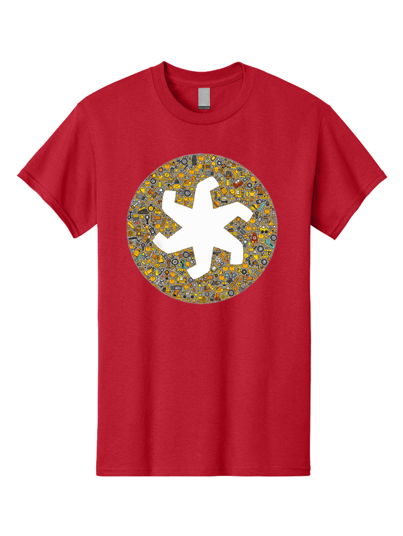 Airplane-Silhouette-Mosaic Men'S Graphic Tee, 100% Cotton, Comfortable Casual Summer Wear, Machine Washable, Airplane Silhouette, Yellow And Gray Mosaic, Machinery Parts, Industrial Theme, Creative Design, Travel Concept, Abstract Art, Bac581 5
