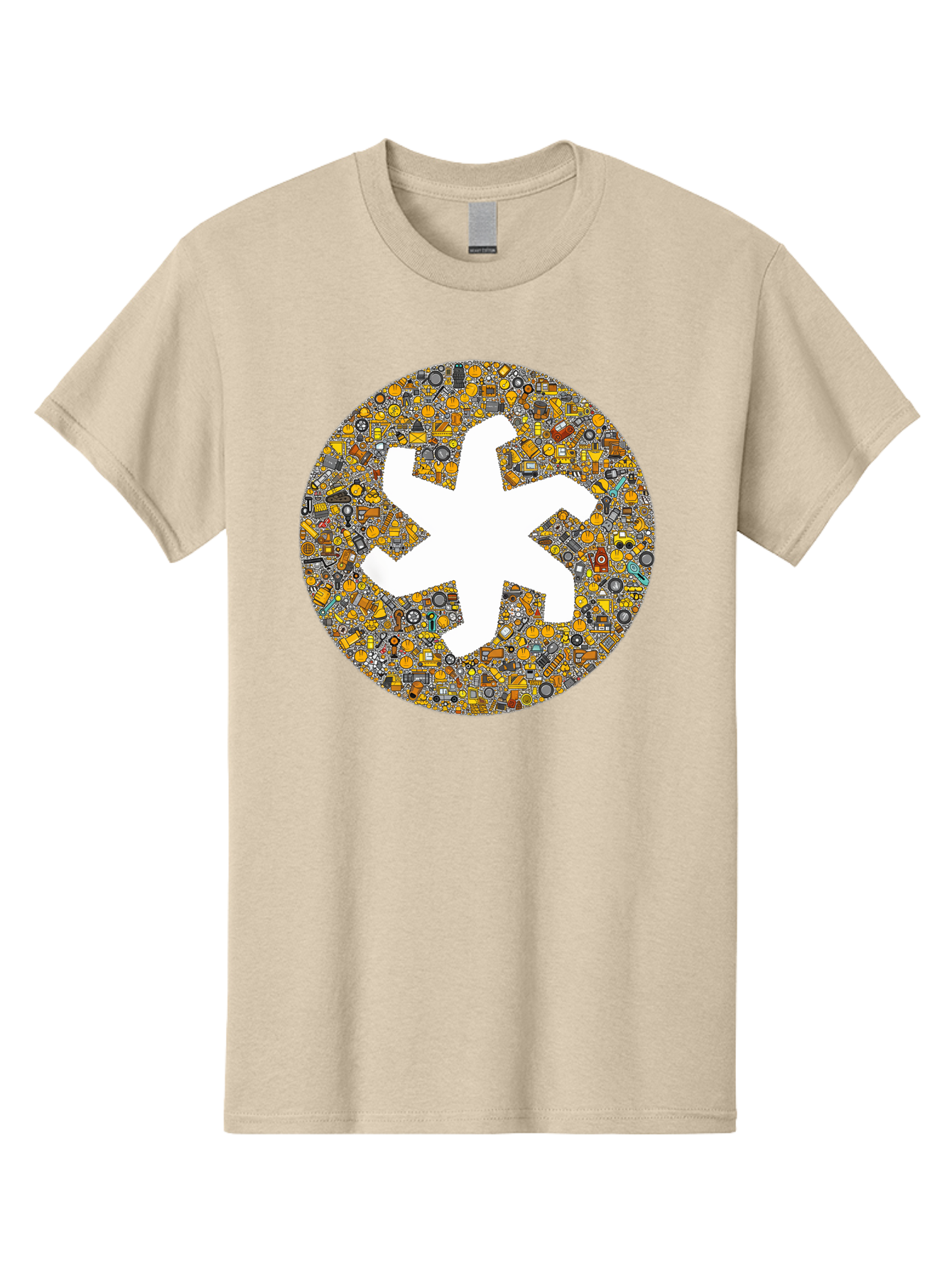 Airplane-Silhouette-Mosaic Men'S Graphic Tee, 100% Cotton, Comfortable Casual Summer Wear, Machine Washable, Airplane Silhouette, Yellow And Gray Mosaic, Machinery Parts, Industrial Theme, Creative Design, Travel Concept, Abstract Art, Bac581 11