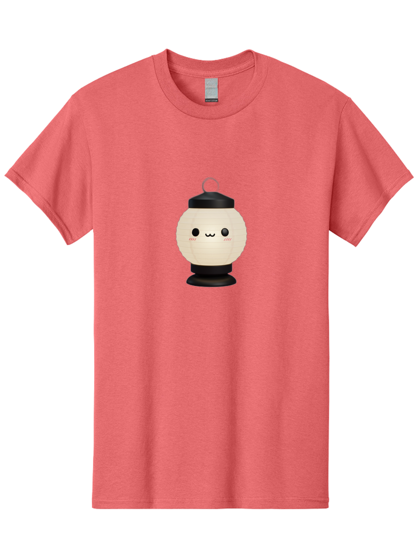 Akari-Chan-Lantern Men'S Graphic Tee, 100% Cotton, Comfortable Casual Summer Wear, Machine Washable, Kawaii Lantern, Japanese Culture, Paper Lantern, Cute Face, Emoticon, Illustration, Cartoon Style, Minimalist Design, Simple Art, Round Shape, Bac582