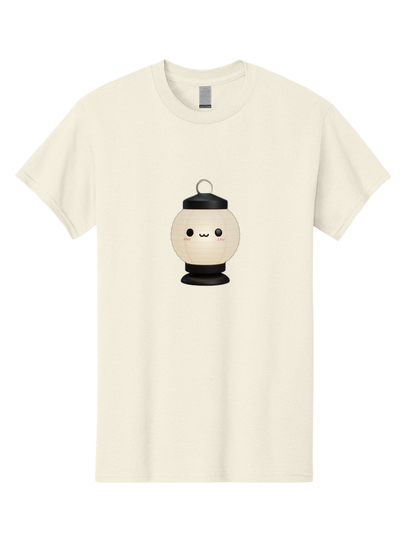 Akari-Chan-Lantern Men'S Graphic Tee, 100% Cotton, Comfortable Casual Summer Wear, Machine Washable, Kawaii Lantern, Japanese Culture, Paper Lantern, Cute Face, Emoticon, Illustration, Cartoon Style, Minimalist Design, Simple Art, Round Shape, Bac582 3