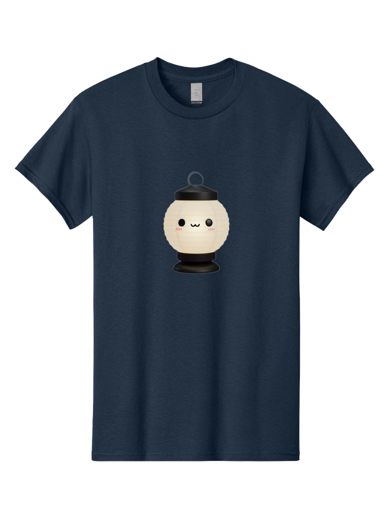 Akari-Chan-Lantern Men'S Graphic Tee, 100% Cotton, Comfortable Casual Summer Wear, Machine Washable, Kawaii Lantern, Japanese Culture, Paper Lantern, Cute Face, Emoticon, Illustration, Cartoon Style, Minimalist Design, Simple Art, Round Shape, Bac582
