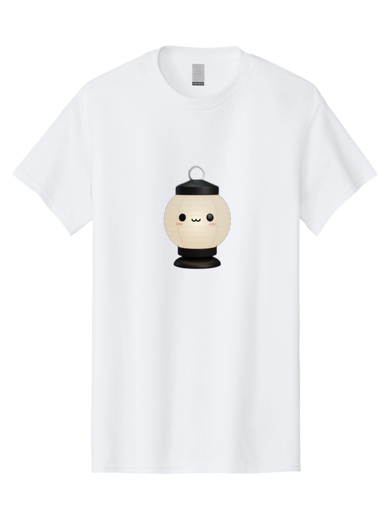 Akari-Chan-Lantern Men'S Graphic Tee, 100% Cotton, Comfortable Casual Summer Wear, Machine Washable, Kawaii Lantern, Japanese Culture, Paper Lantern, Cute Face, Emoticon, Illustration, Cartoon Style, Minimalist Design, Simple Art, Round Shape, Bac582 3