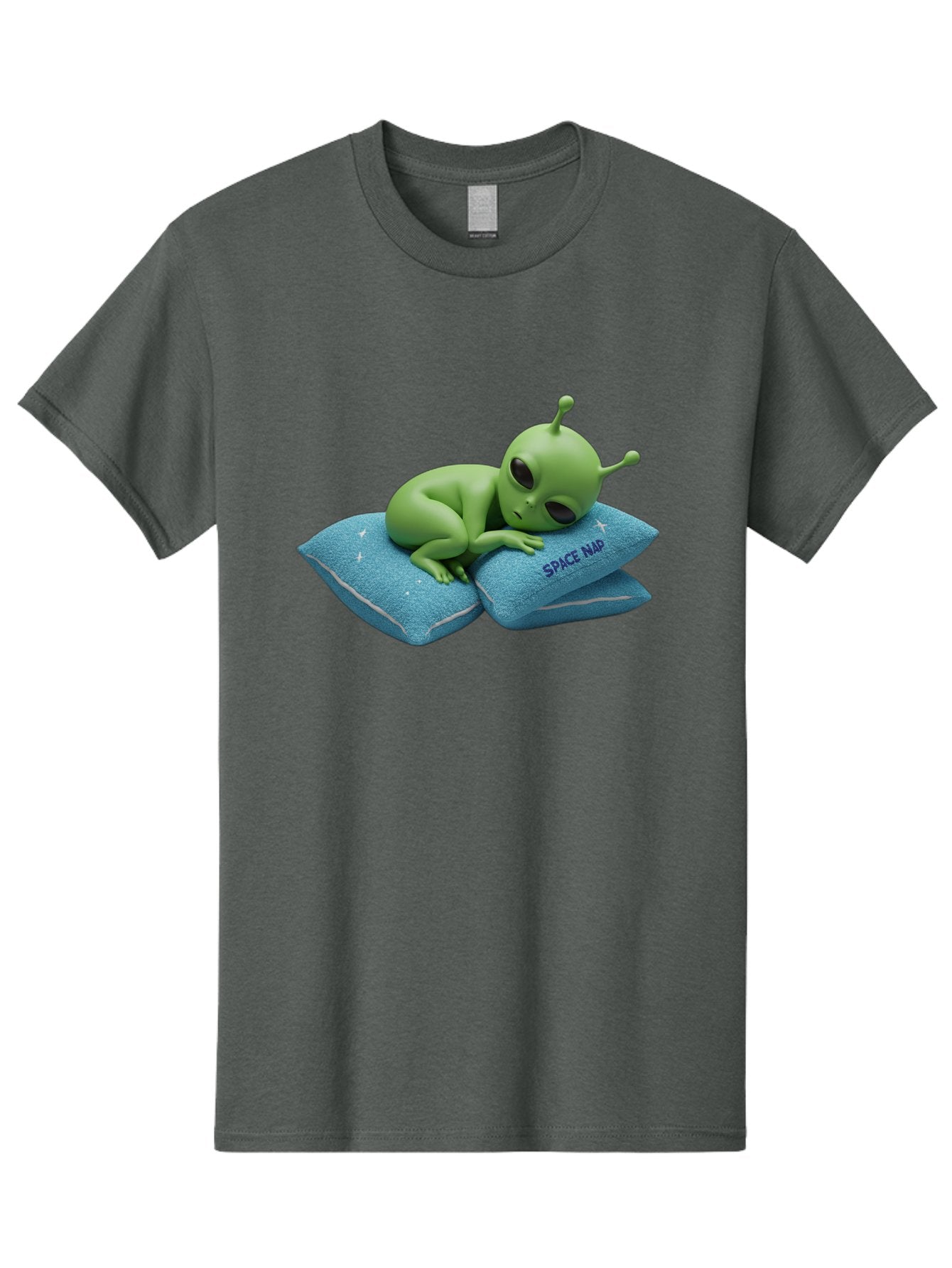 Alien-Sleeping-On-Pillows Men'S Graphic Tee, 100% Cotton, Comfortable Casual Summer Wear, Machine Washable, Alien Resting On Pillows, Extraterrestrial Being, Space Map, Stars, Sleepy Alien, Cute Cartoon Character, 3D Illustration, Funny Meme Bac583 13