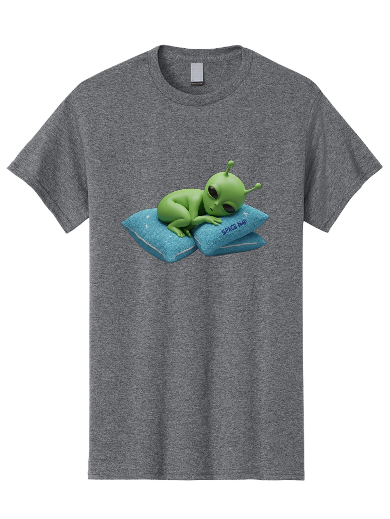 Alien-Sleeping-On-Pillows Men'S Graphic Tee, 100% Cotton, Comfortable Casual Summer Wear, Machine Washable, Alien Resting On Pillows, Extraterrestrial Being, Space Map, Stars, Sleepy Alien, Cute Cartoon Character, 3D Illustration, Funny Meme Bac583 9