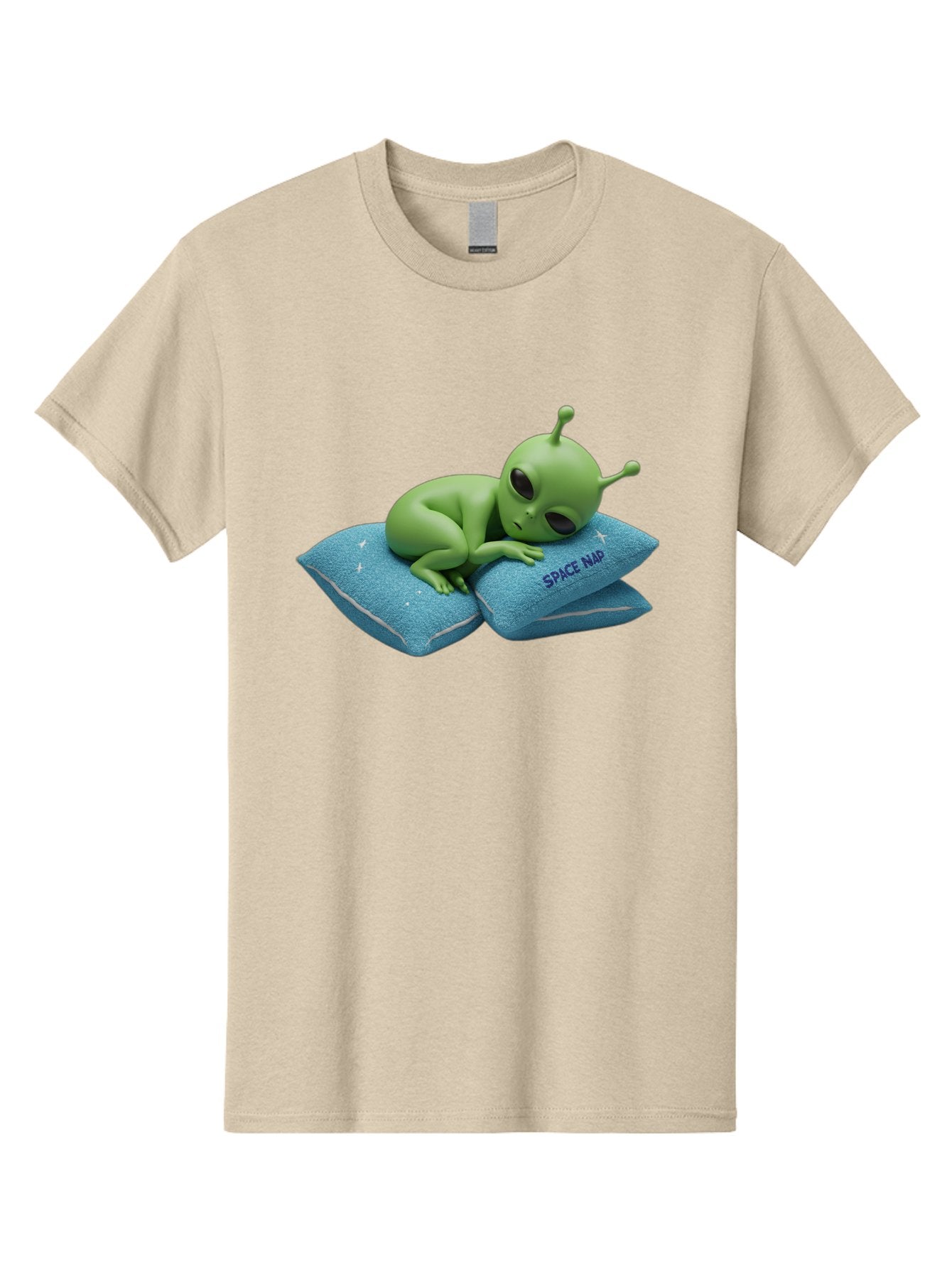 Alien-Sleeping-On-Pillows Men'S Graphic Tee, 100% Cotton, Comfortable Casual Summer Wear, Machine Washable, Alien Resting On Pillows, Extraterrestrial Being, Space Map, Stars, Sleepy Alien, Cute Cartoon Character, 3D Illustration, Funny Meme Bac583 15