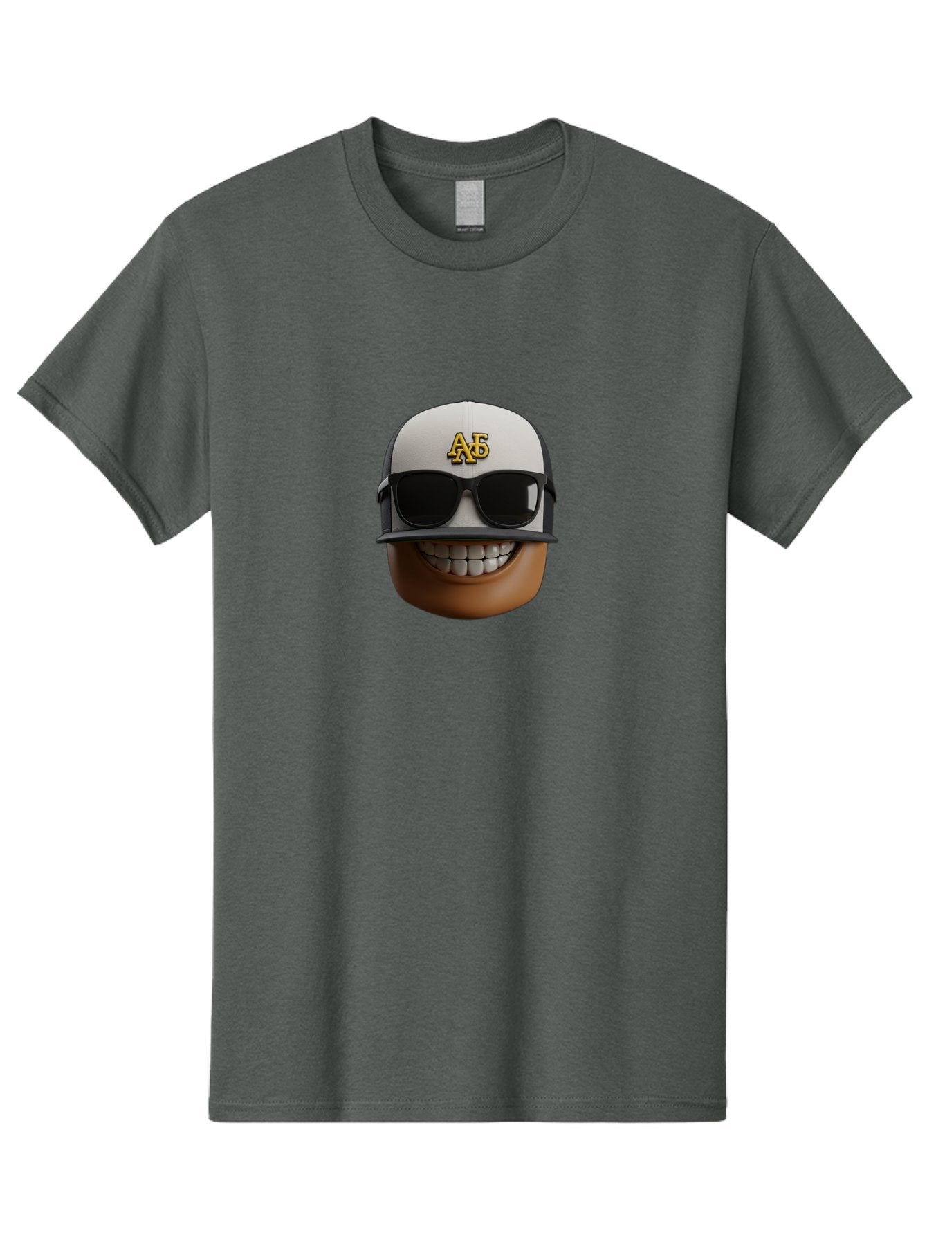 Alpha-Phi-Alpha-Emoji Men'S Graphic Tee, 100% Cotton, Comfortable Casual Summer Wear, Machine Washable, Smiling Face, Sunglasses, Baseball Cap, White Hat, Greek Letters, Alpha Phi Alpha, Fraternity Symbol, Cool Guy, Happy Expression, Bac584 15