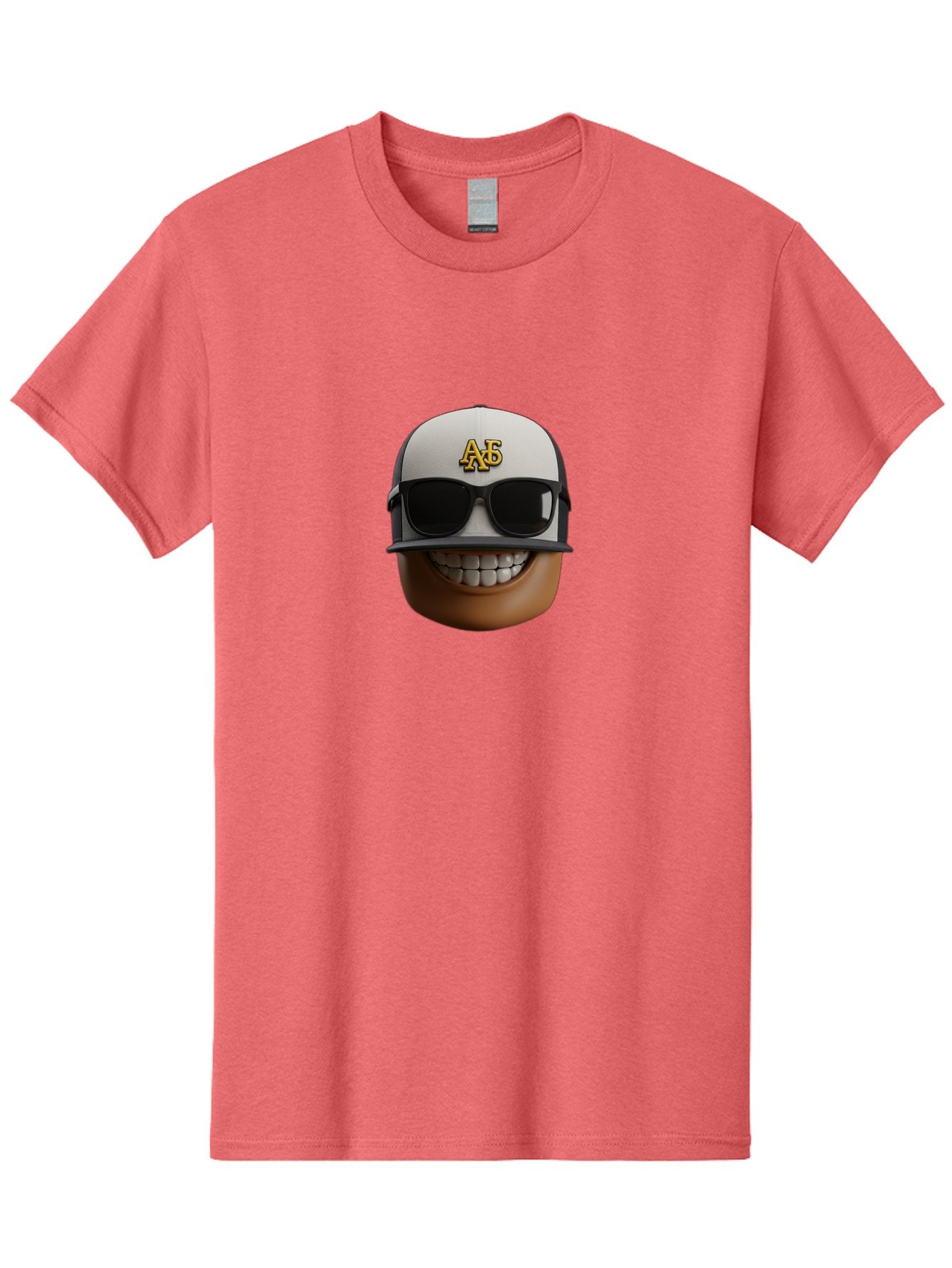 Alpha-Phi-Alpha-Emoji Men'S Graphic Tee, 100% Cotton, Comfortable Casual Summer Wear, Machine Washable, Smiling Face, Sunglasses, Baseball Cap, White Hat, Greek Letters, Alpha Phi Alpha, Fraternity Symbol, Cool Guy, Happy Expression, Bac584 4