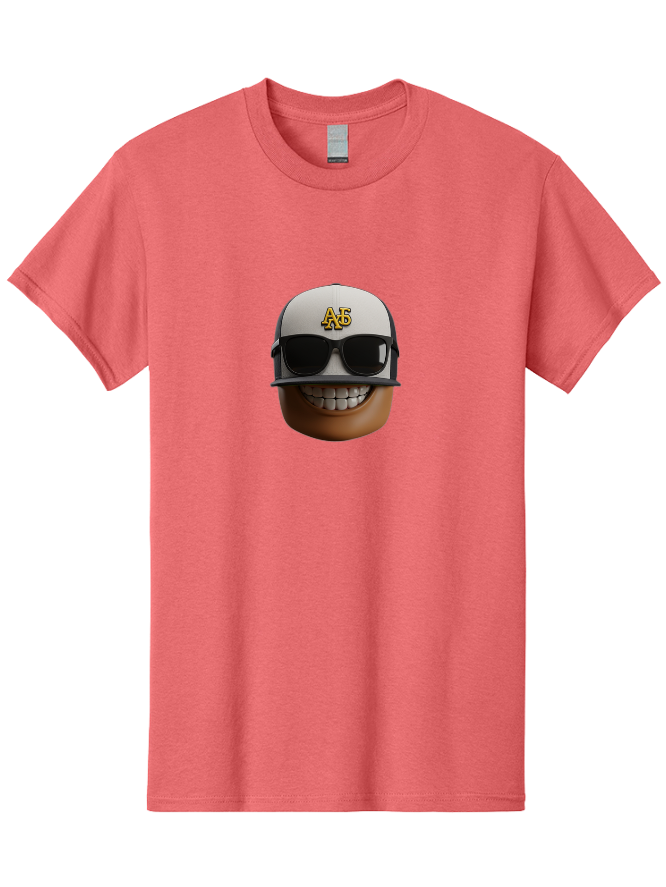 Alpha-Phi-Alpha-Emoji Men'S Graphic Tee, 100% Cotton, Comfortable Casual Summer Wear, Machine Washable, Smiling Face, Sunglasses, Baseball Cap, White Hat, Greek Letters, Alpha Phi Alpha, Fraternity Symbol, Cool Guy, Happy Expression, Bac584 12