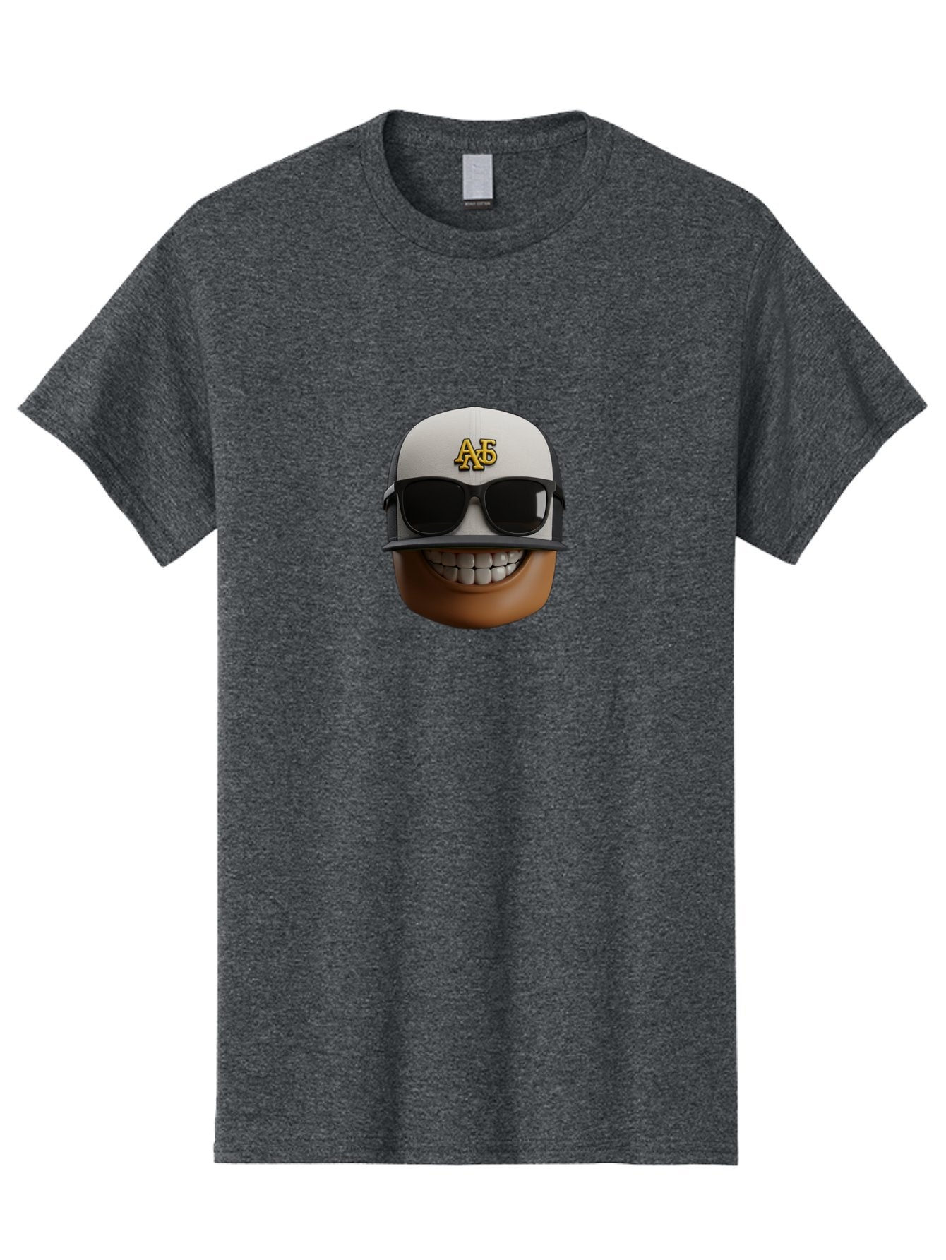 Alpha-Phi-Alpha-Emoji Men'S Graphic Tee, 100% Cotton, Comfortable Casual Summer Wear, Machine Washable, Smiling Face, Sunglasses, Baseball Cap, White Hat, Greek Letters, Alpha Phi Alpha, Fraternity Symbol, Cool Guy, Happy Expression, Bac584 10