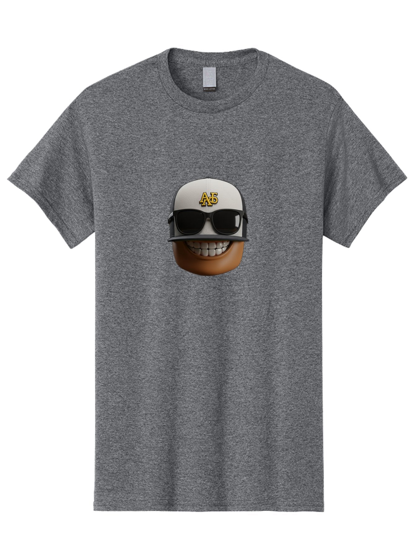 Alpha-Phi-Alpha-Emoji Men'S Graphic Tee, 100% Cotton, Comfortable Casual Summer Wear, Machine Washable, Smiling Face, Sunglasses, Baseball Cap, White Hat, Greek Letters, Alpha Phi Alpha, Fraternity Symbol, Cool Guy, Happy Expression, Bac584 11