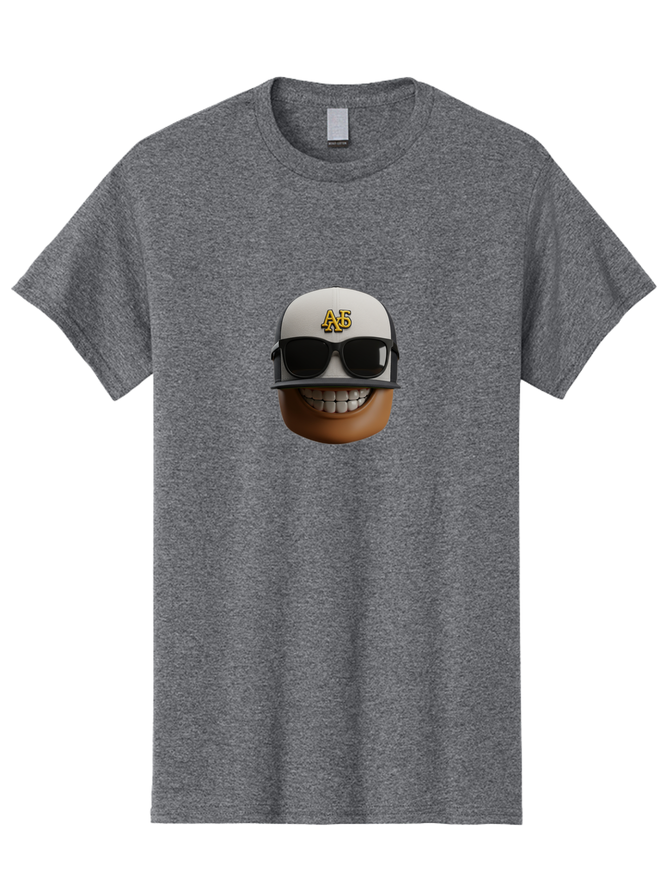 Alpha-Phi-Alpha-Emoji Men'S Graphic Tee, 100% Cotton, Comfortable Casual Summer Wear, Machine Washable, Smiling Face, Sunglasses, Baseball Cap, White Hat, Greek Letters, Alpha Phi Alpha, Fraternity Symbol, Cool Guy, Happy Expression, Bac584 4