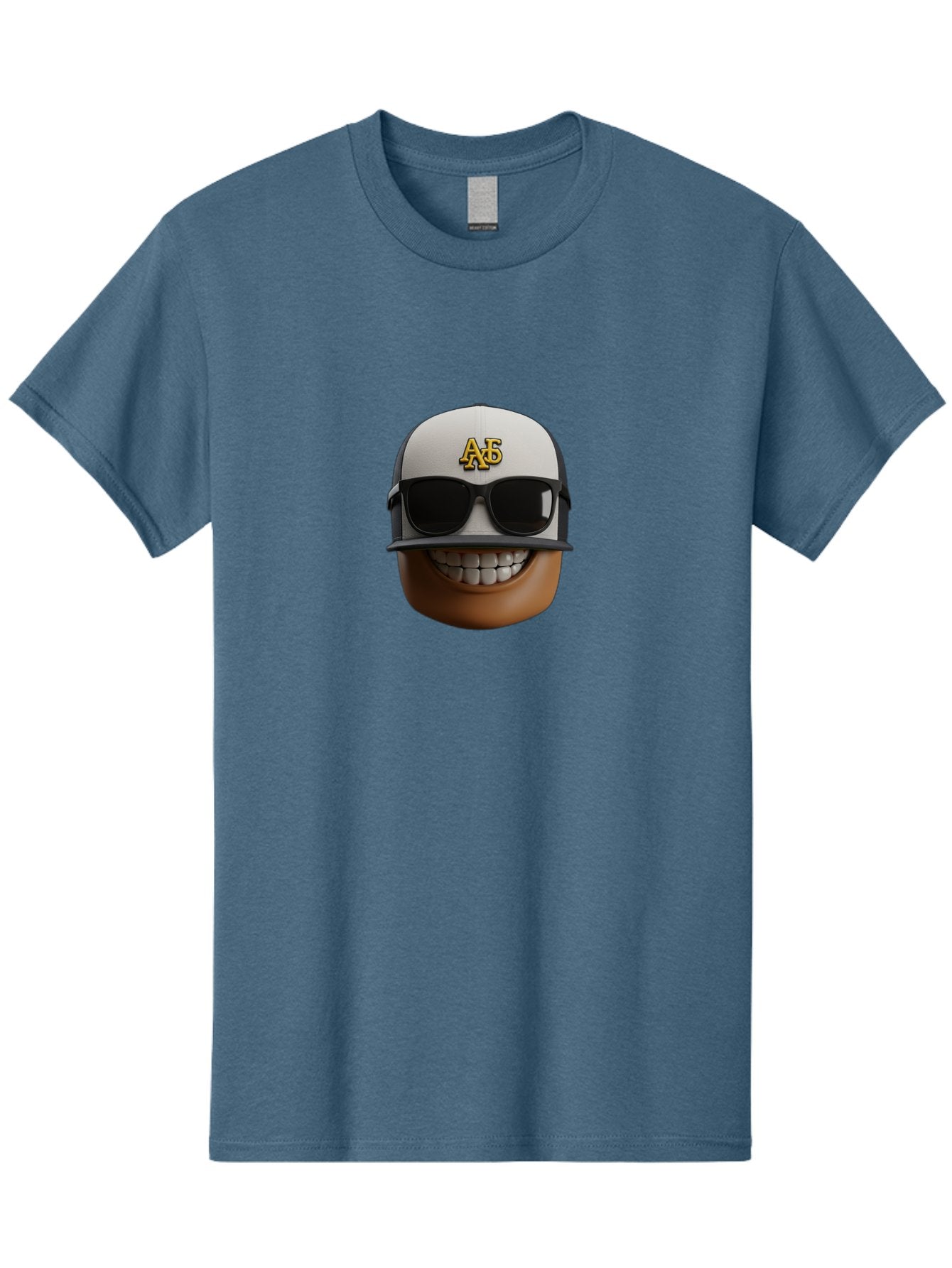 Alpha-Phi-Alpha-Emoji Men'S Graphic Tee, 100% Cotton, Comfortable Casual Summer Wear, Machine Washable, Smiling Face, Sunglasses, Baseball Cap, White Hat, Greek Letters, Alpha Phi Alpha, Fraternity Symbol, Cool Guy, Happy Expression, Bac584 9