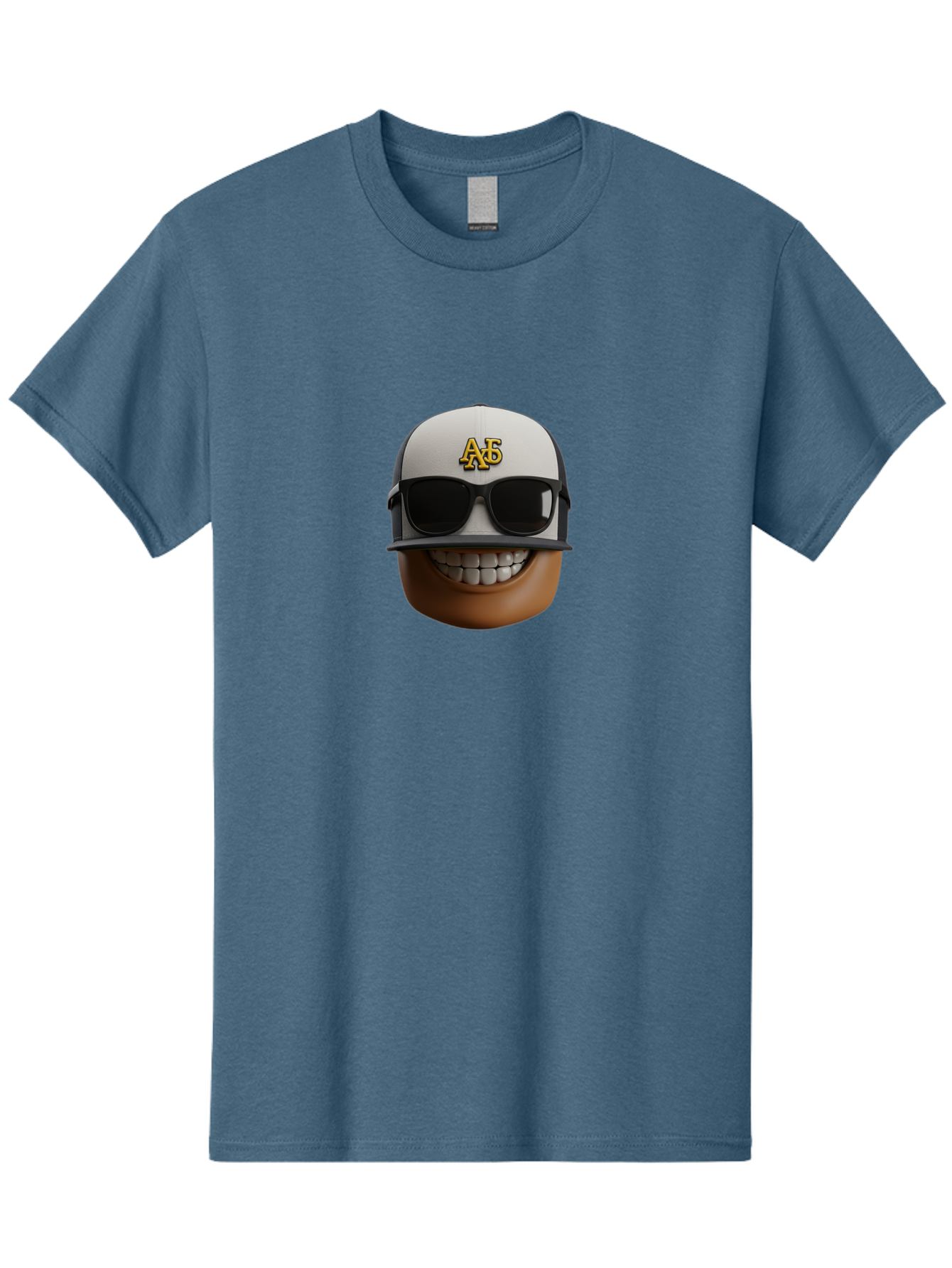 Alpha-Phi-Alpha-Emoji Men'S Graphic Tee, 100% Cotton, Comfortable Casual Summer Wear, Machine Washable, Smiling Face, Sunglasses, Baseball Cap, White Hat, Greek Letters, Alpha Phi Alpha, Fraternity Symbol, Cool Guy, Happy Expression, Bac584 5