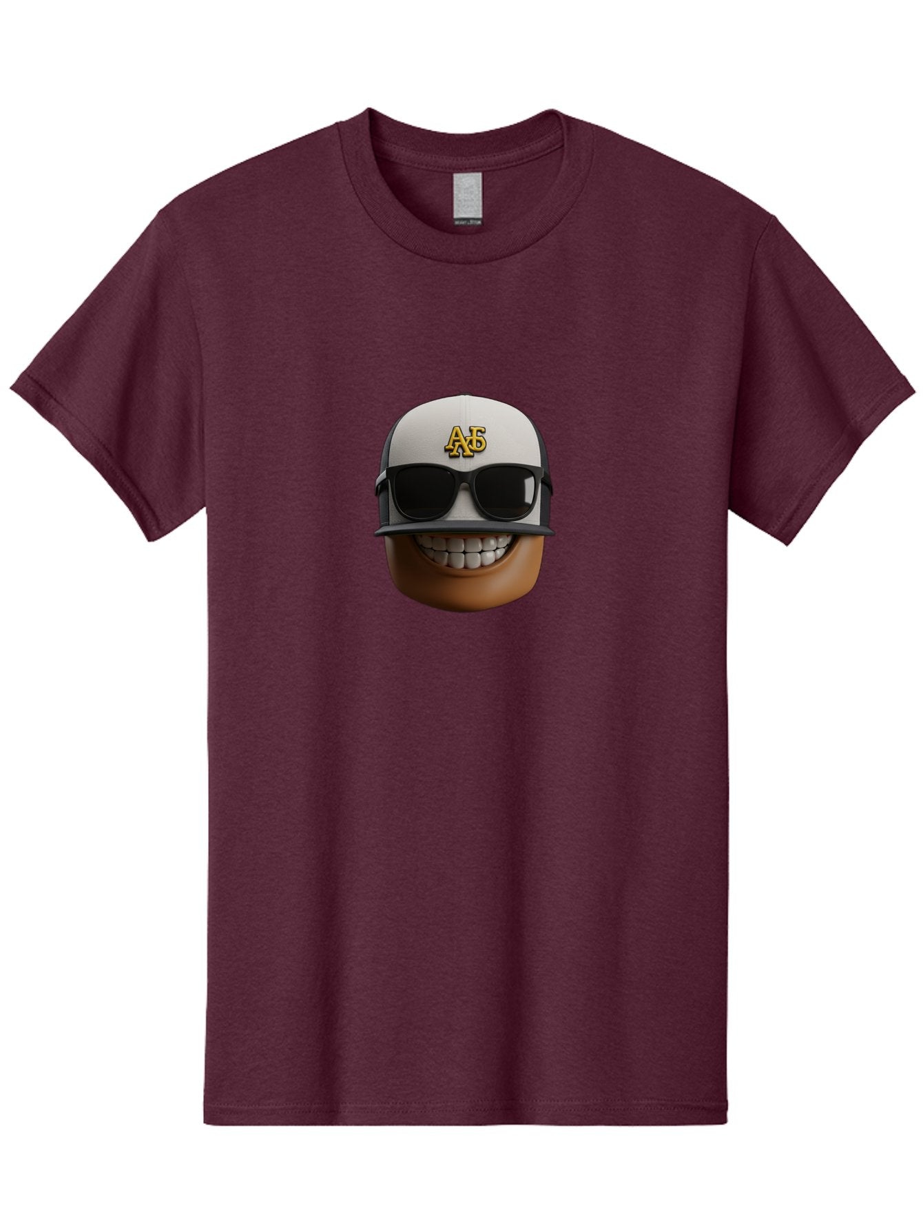 Alpha-Phi-Alpha-Emoji Men'S Graphic Tee, 100% Cotton, Comfortable Casual Summer Wear, Machine Washable, Smiling Face, Sunglasses, Baseball Cap, White Hat, Greek Letters, Alpha Phi Alpha, Fraternity Symbol, Cool Guy, Happy Expression, Bac584 8