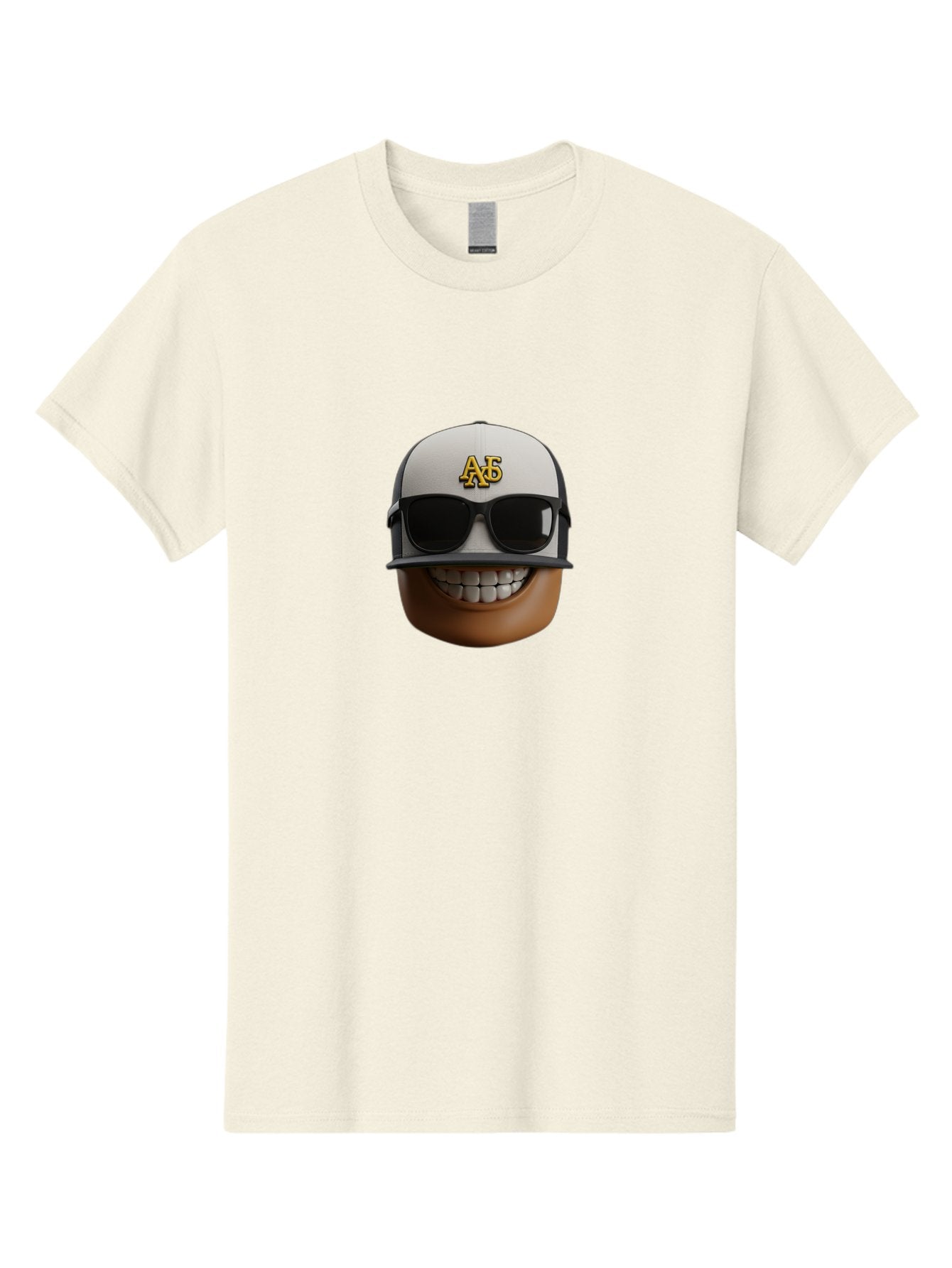Alpha-Phi-Alpha-Emoji Men'S Graphic Tee, 100% Cotton, Comfortable Casual Summer Wear, Machine Washable, Smiling Face, Sunglasses, Baseball Cap, White Hat, Greek Letters, Alpha Phi Alpha, Fraternity Symbol, Cool Guy, Happy Expression, Bac584 6