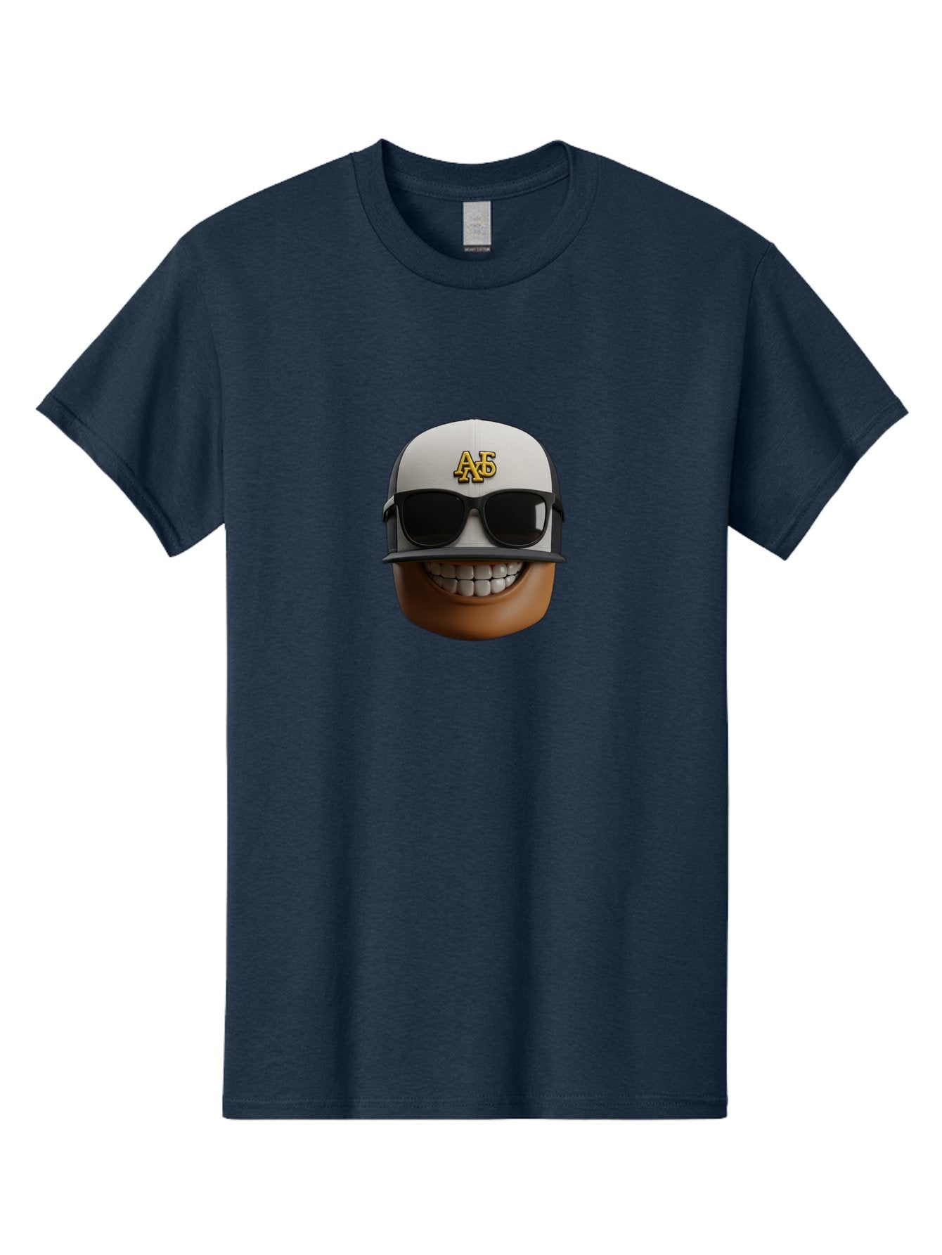 Alpha-Phi-Alpha-Emoji Men'S Graphic Tee, 100% Cotton, Comfortable Casual Summer Wear, Machine Washable, Smiling Face, Sunglasses, Baseball Cap, White Hat, Greek Letters, Alpha Phi Alpha, Fraternity Symbol, Cool Guy, Happy Expression, Bac584 5