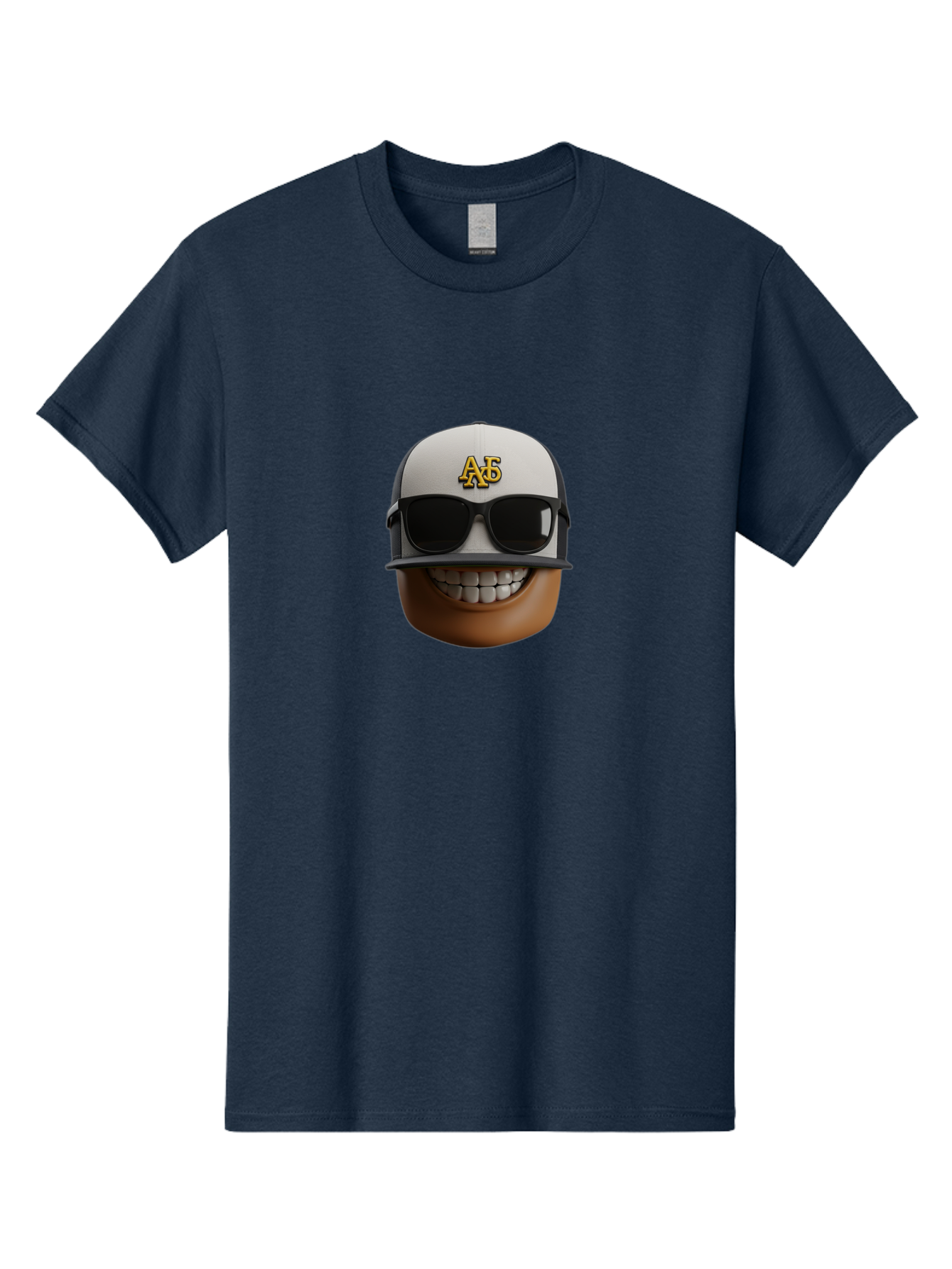 Alpha-Phi-Alpha-Emoji Men'S Graphic Tee, 100% Cotton, Comfortable Casual Summer Wear, Machine Washable, Smiling Face, Sunglasses, Baseball Cap, White Hat, Greek Letters, Alpha Phi Alpha, Fraternity Symbol, Cool Guy, Happy Expression, Bac584 8