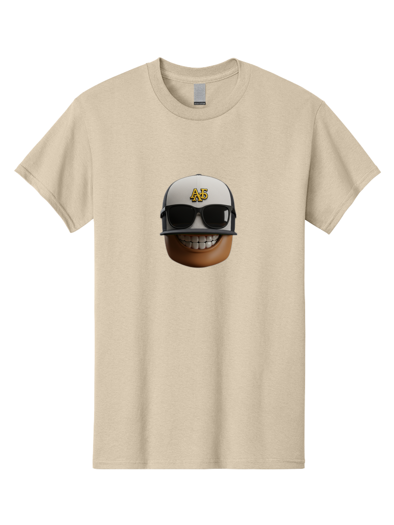 Alpha-Phi-Alpha-Emoji Men'S Graphic Tee, 100% Cotton, Comfortable Casual Summer Wear, Machine Washable, Smiling Face, Sunglasses, Baseball Cap, White Hat, Greek Letters, Alpha Phi Alpha, Fraternity Symbol, Cool Guy, Happy Expression, Bac584 10