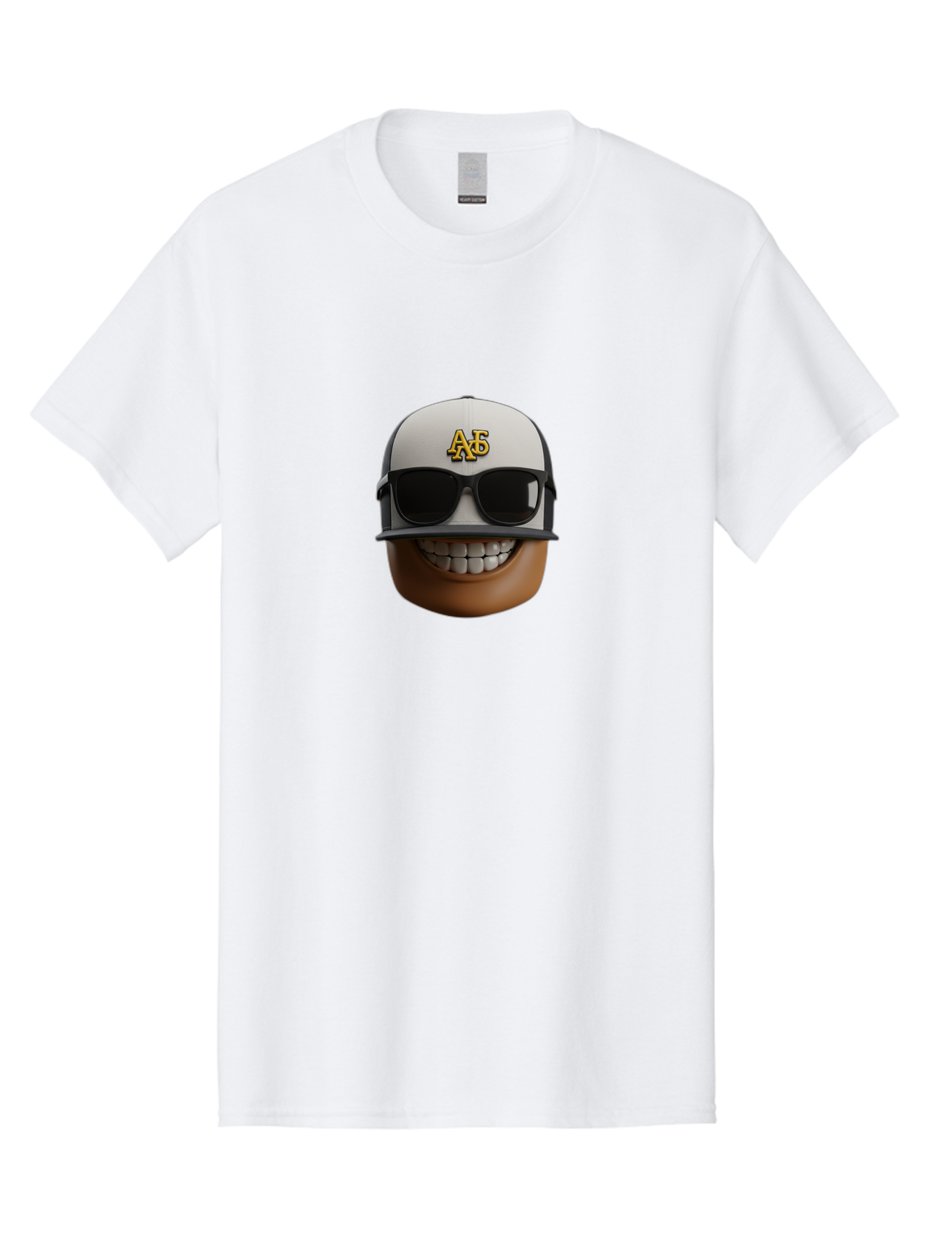 Alpha-Phi-Alpha-Emoji Men'S Graphic Tee, 100% Cotton, Comfortable Casual Summer Wear, Machine Washable, Smiling Face, Sunglasses, Baseball Cap, White Hat, Greek Letters, Alpha Phi Alpha, Fraternity Symbol, Cool Guy, Happy Expression, Bac584 11