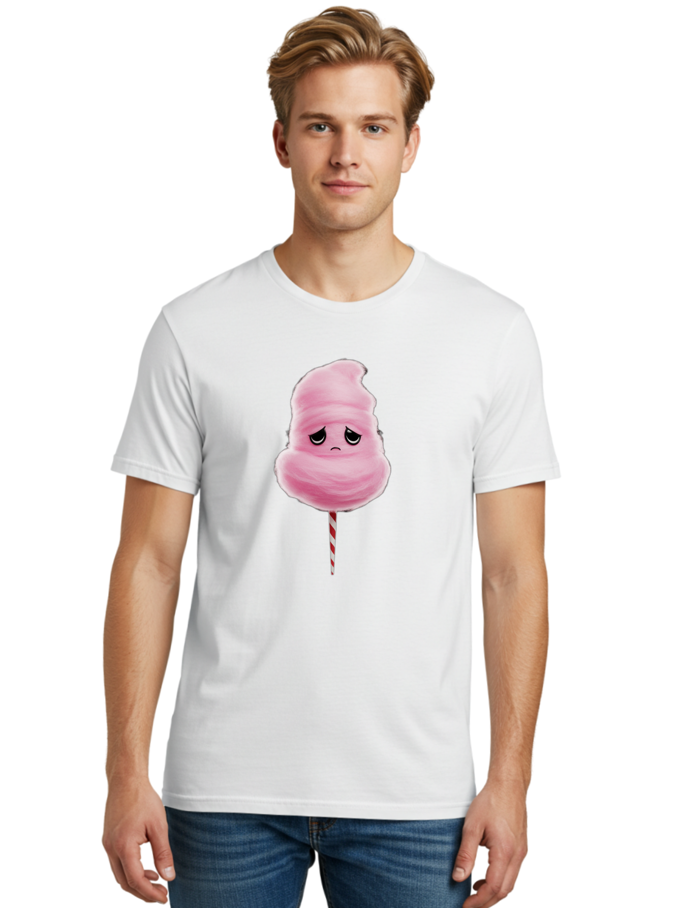 Angry-Cotton-Candy Men'S Graphic Tee, 100% Cotton, Comfortable Casual Summer Wear, Machine Washable, Angry Cotton Candy, Grumpy Face, Sweet Treat, Cartoon Character, Funny Expression, Mad Candy, Fluffy Pink Snack, Fairground Food, Angry Face, Bac586 30