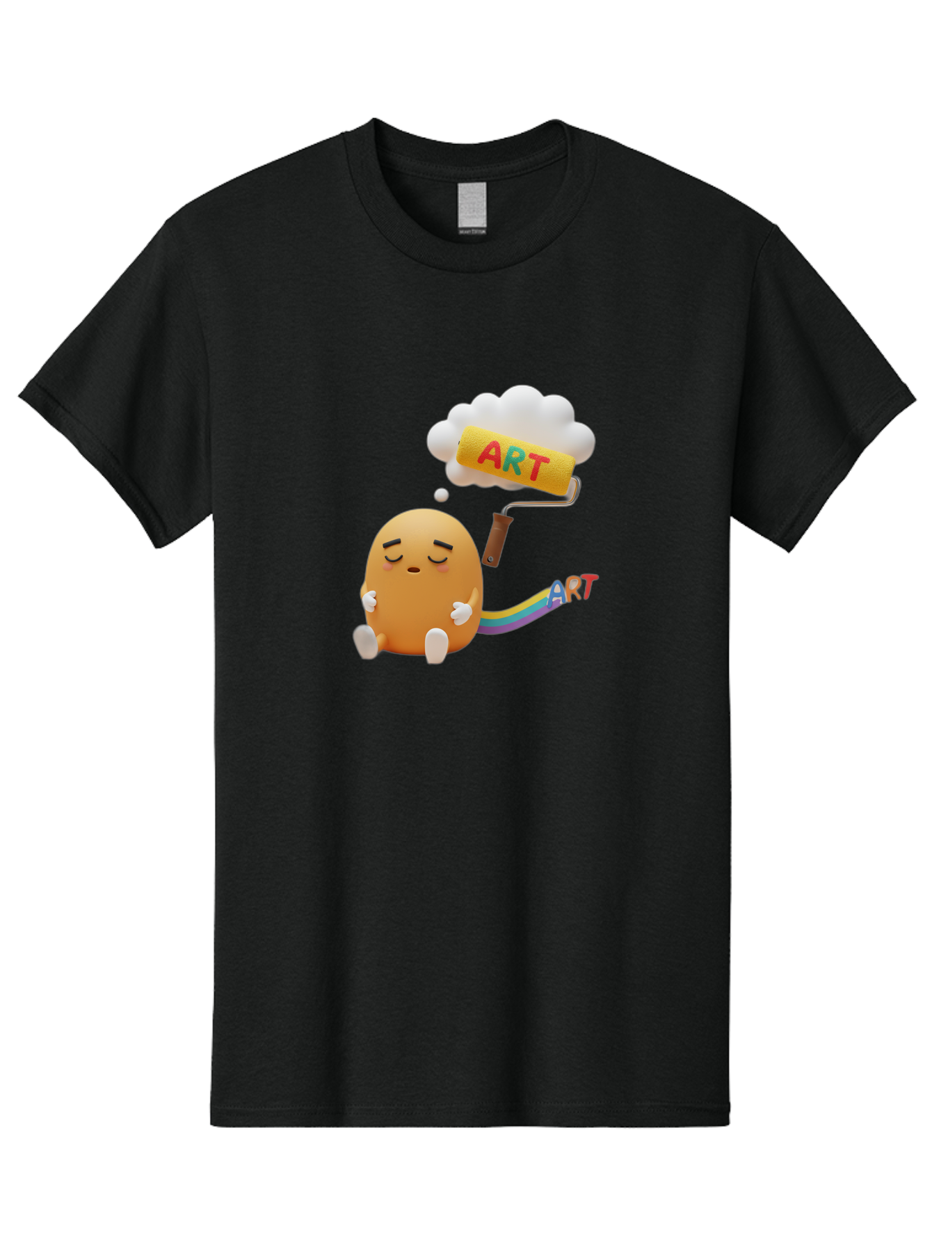 Art Men'S Graphic Tee, 100% Cotton, Comfortable Casual Summer Wear, Machine Washable, Cartoon Character, Creativity Unleashed, Dreamy Thoughts, Paint Roller, Colorful Art, Imagination, Artistic Expression, Vibrant Colors Bac587 7