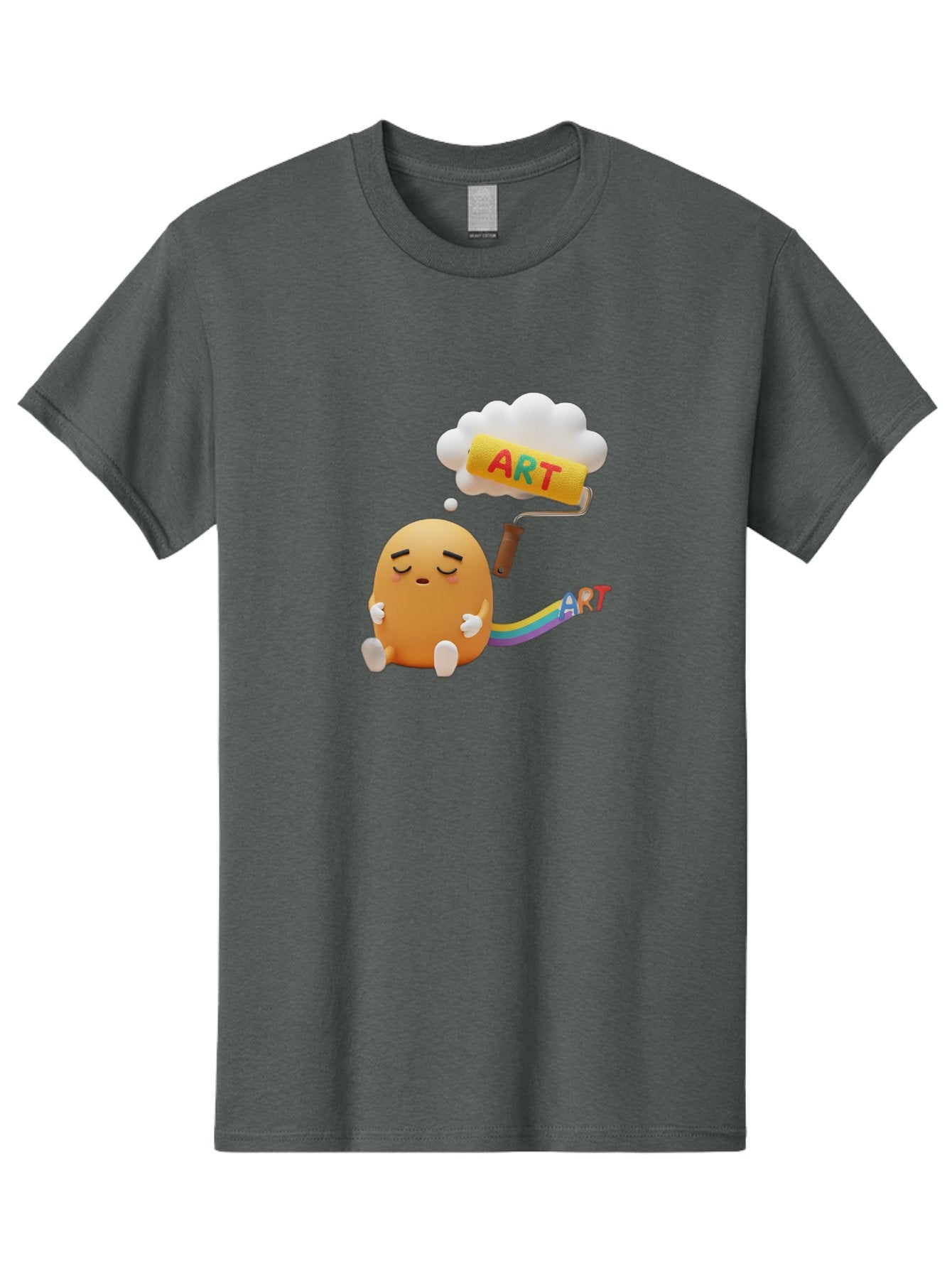 Art Men'S Graphic Tee, 100% Cotton, Comfortable Casual Summer Wear, Machine Washable, Cartoon Character, Creativity Unleashed, Dreamy Thoughts, Paint Roller, Colorful Art, Imagination, Artistic Expression, Vibrant Colors Bac587 5